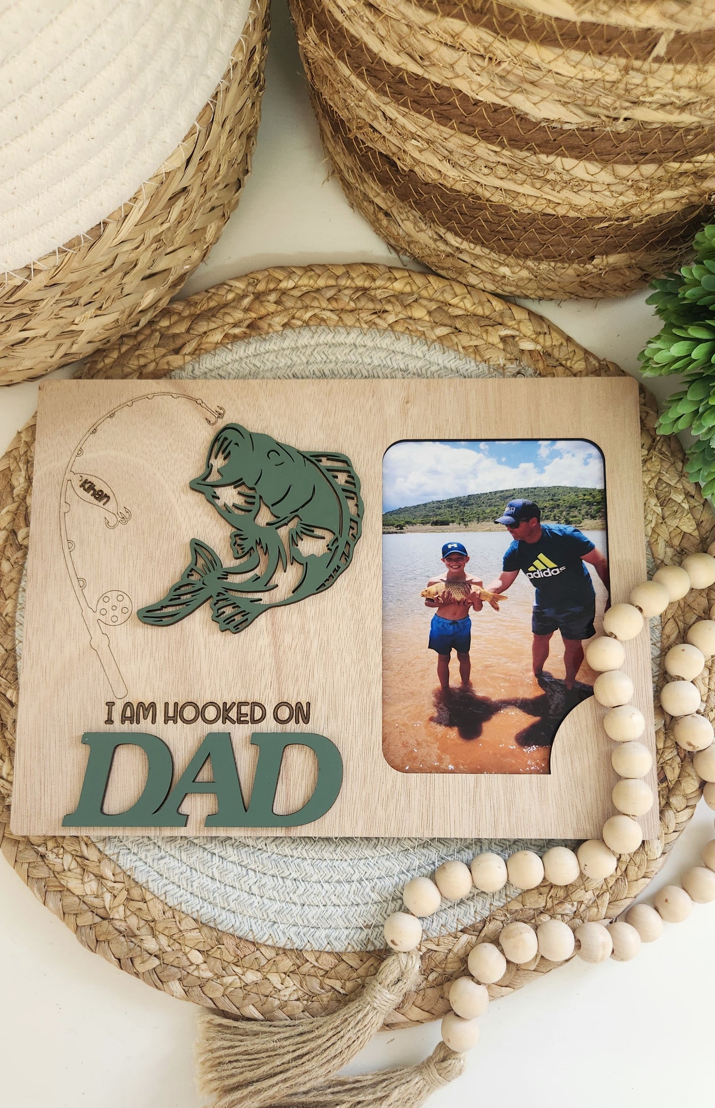 Hooked on dad picture frame