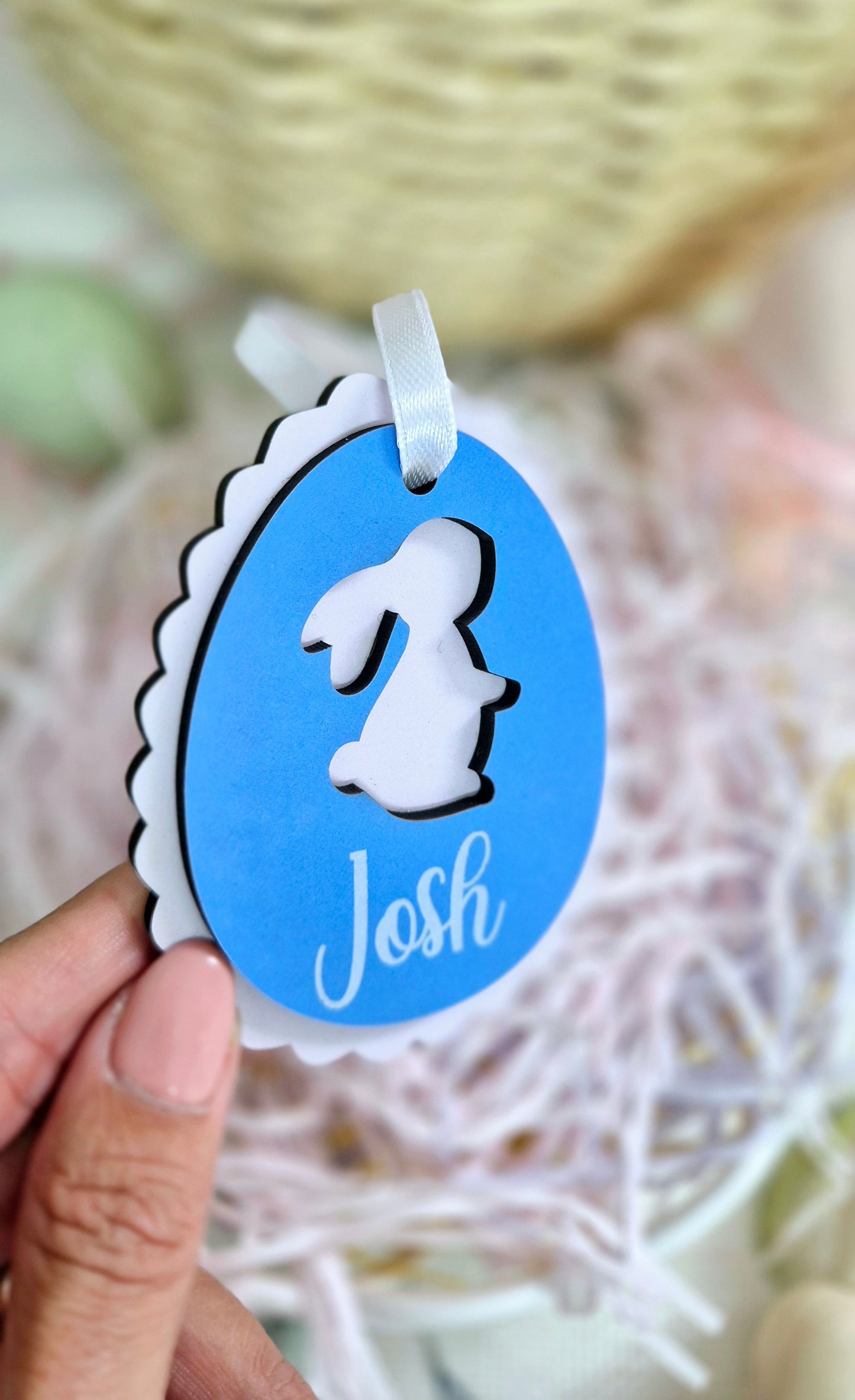 Scallop egg tag with Bunny detail