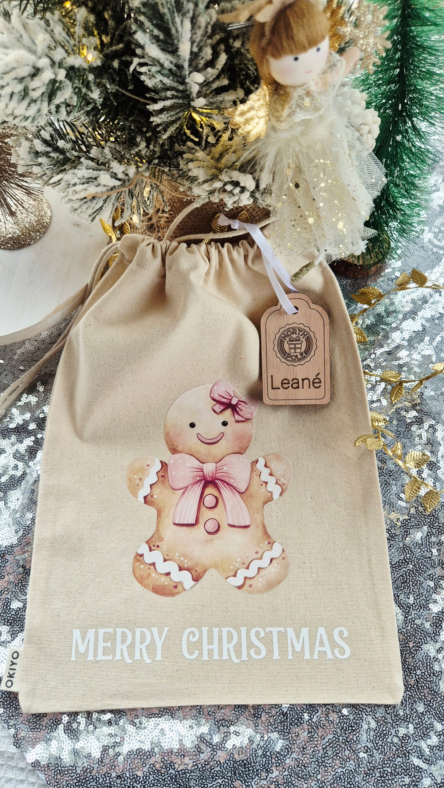 Personalised Christmas bags with tag
