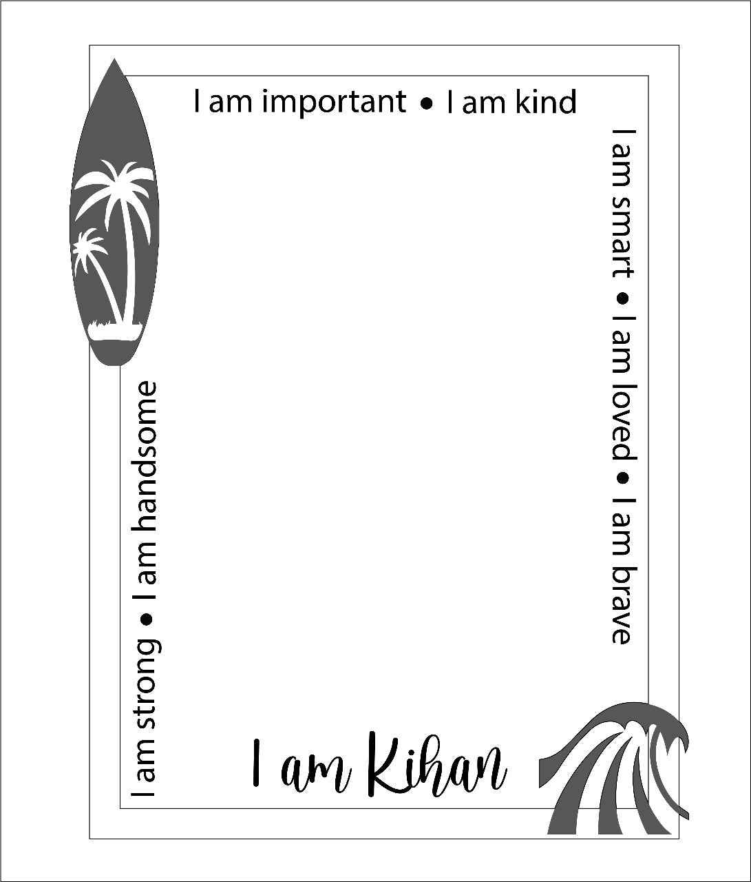 Personalised affirmation mirror-Surf's up