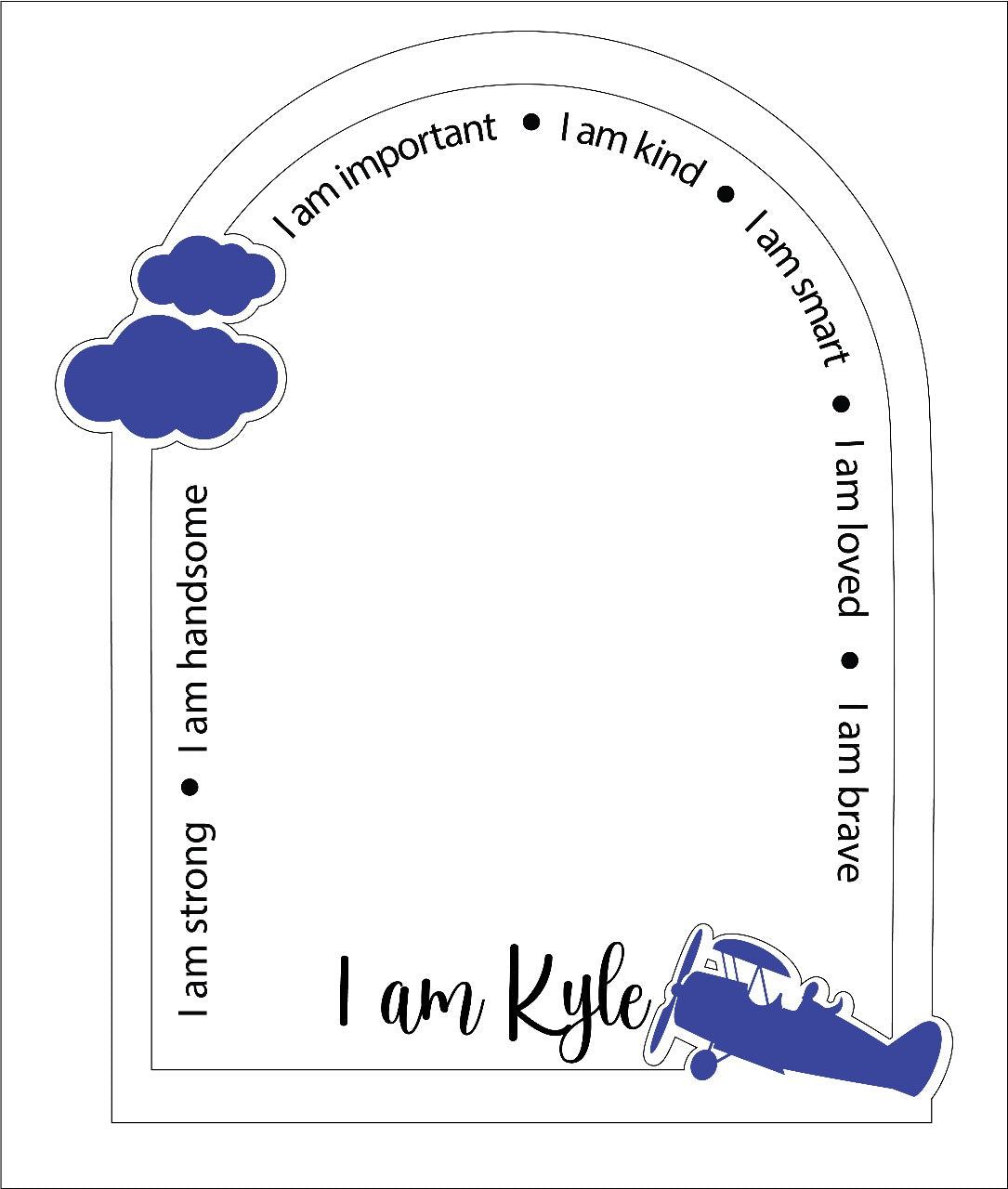 Personalised affirmation mirror-Airplane & Clouds