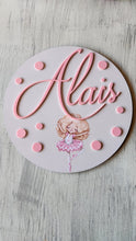 Load image into Gallery viewer, Themed round wooden name plaque (300mm)
