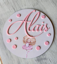 Load image into Gallery viewer, Themed round wooden name plaque (500mm)
