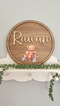 Load image into Gallery viewer, Themed round wooden name plaque (500mm)
