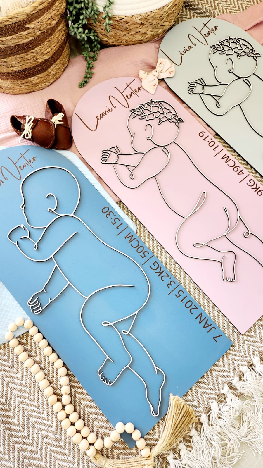 Scale 1:1 Baby outline plaque (Exact measurement of your baby at birth)