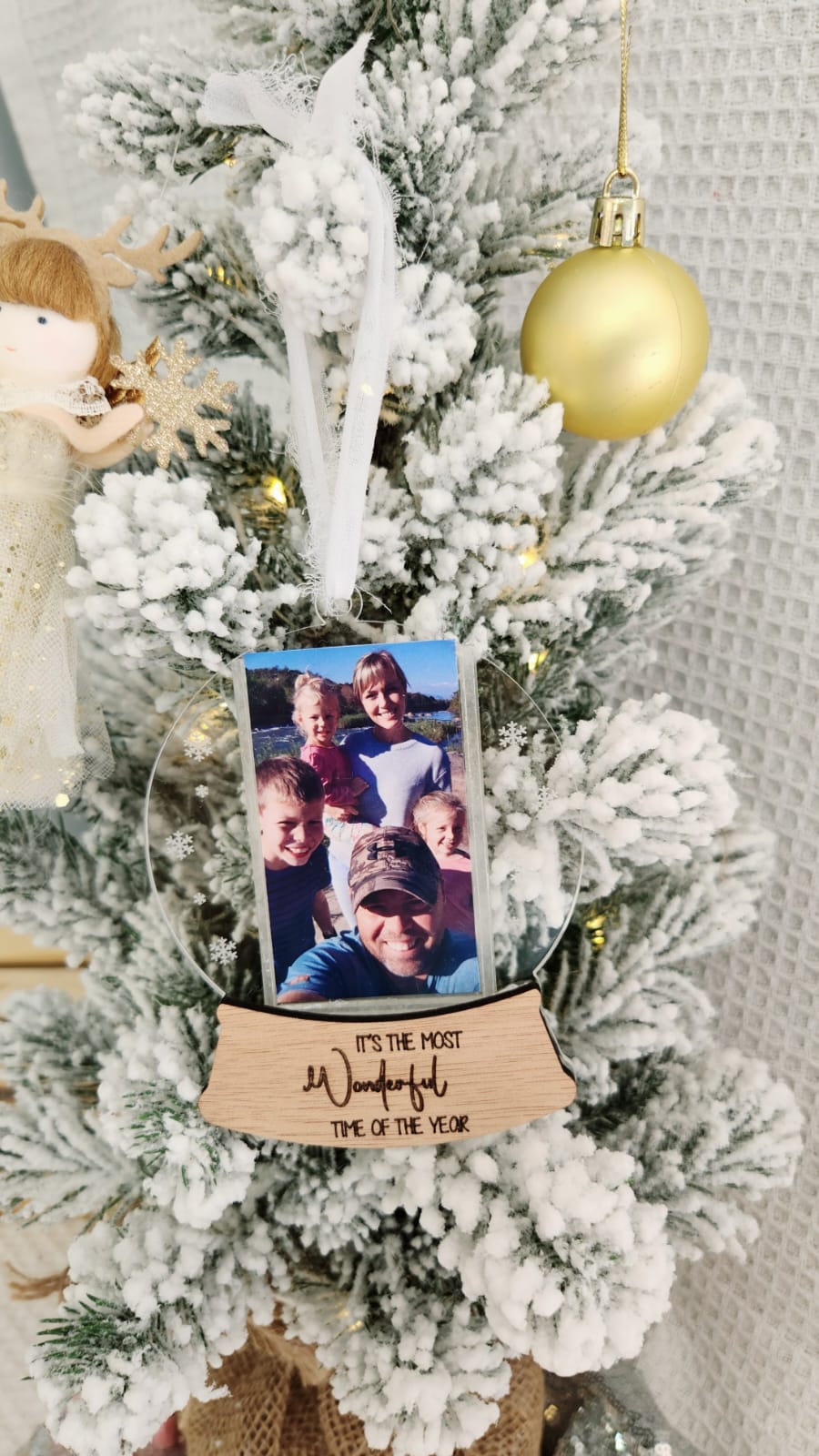 Snow globe photo Christmas tree ornament (personalised)