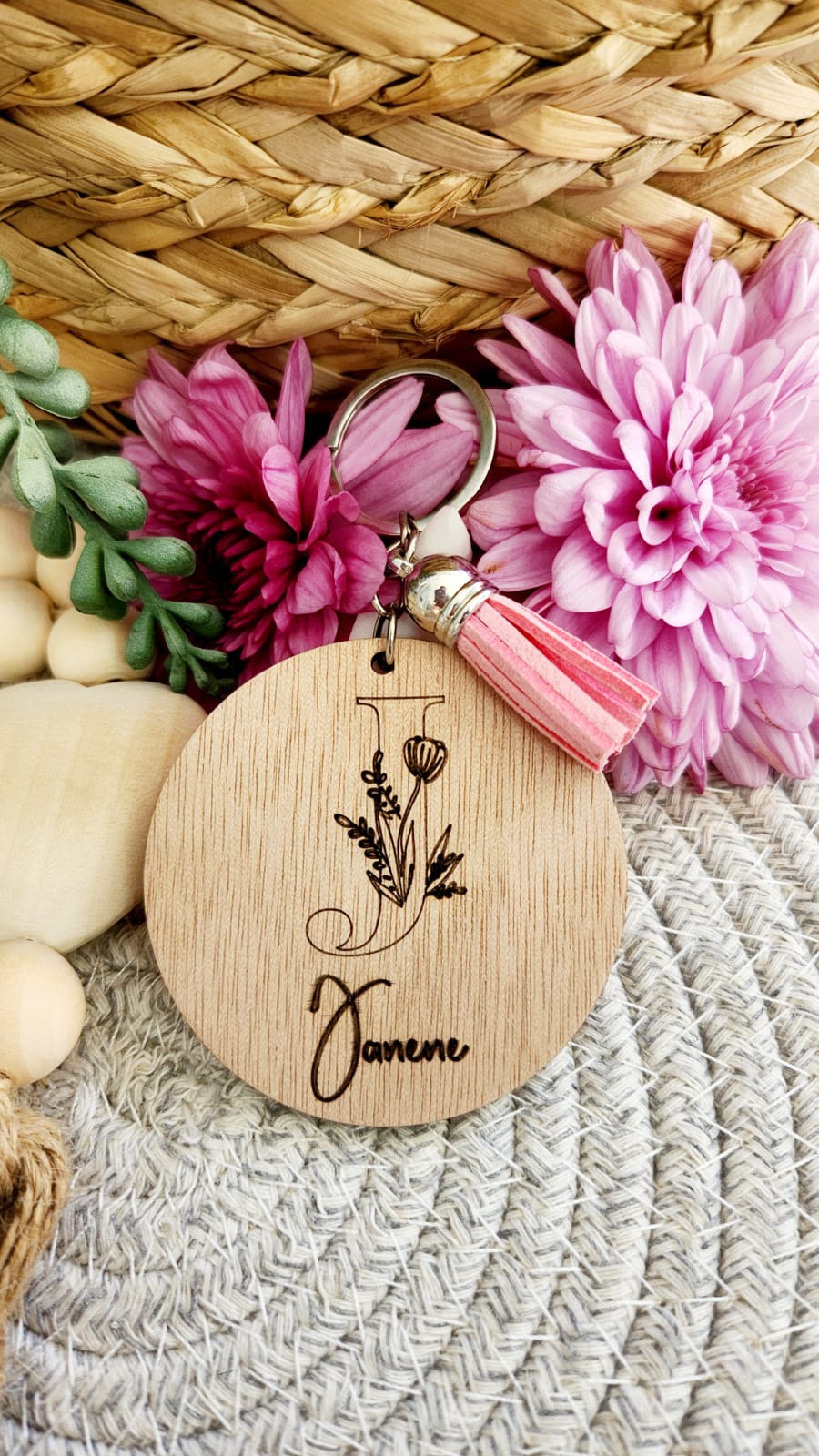 Floral letter Keyring