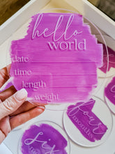 Load image into Gallery viewer, Acrylic laser engraved Birth announcements
