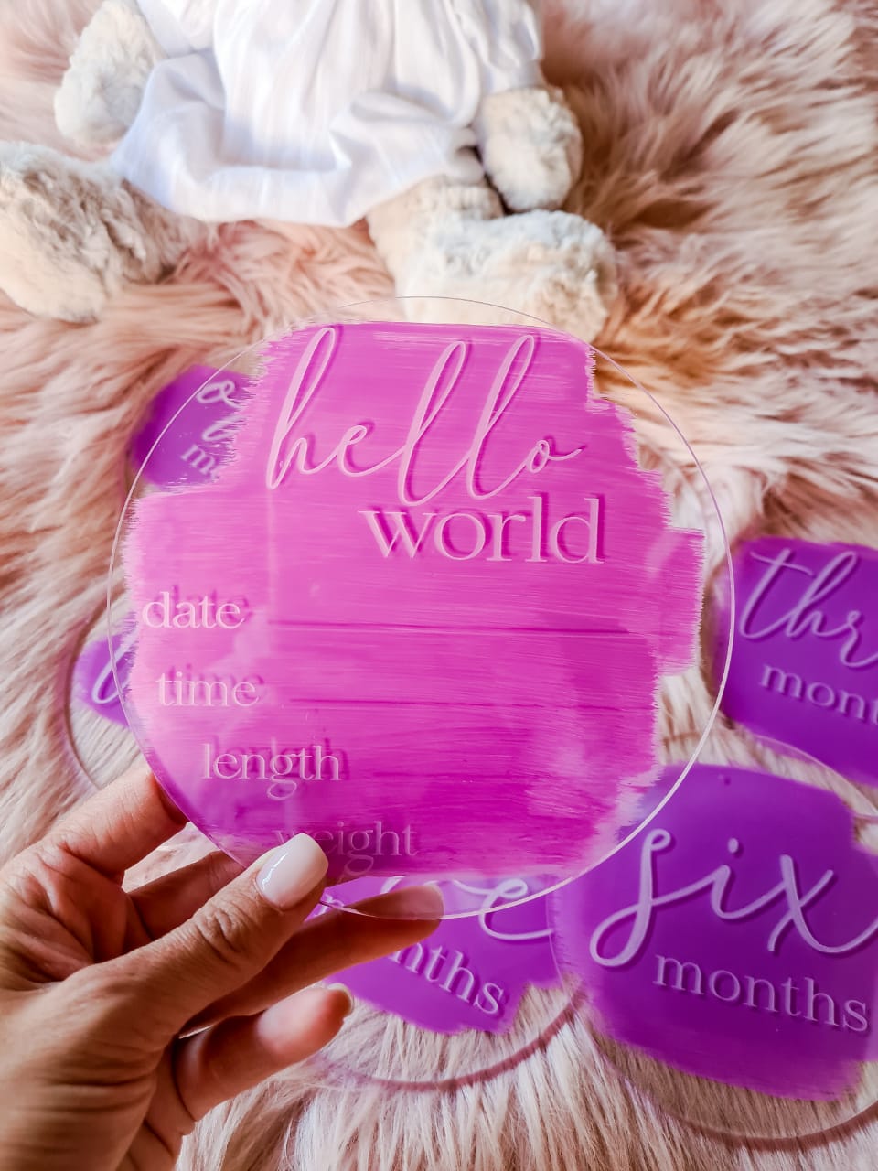 Acrylic laser engraved Birth announcements