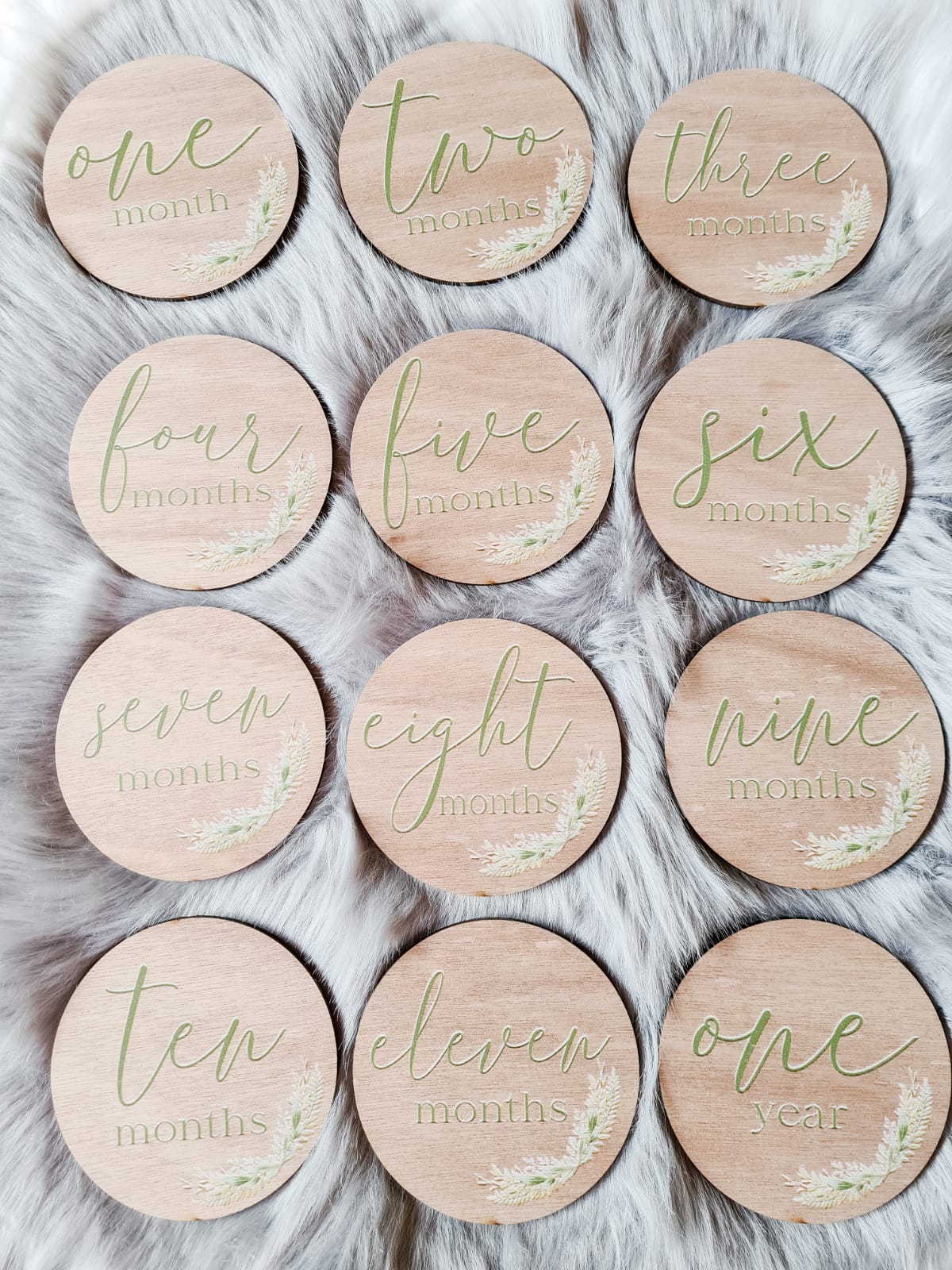 Wooden flower printed Monthly Milestone Set