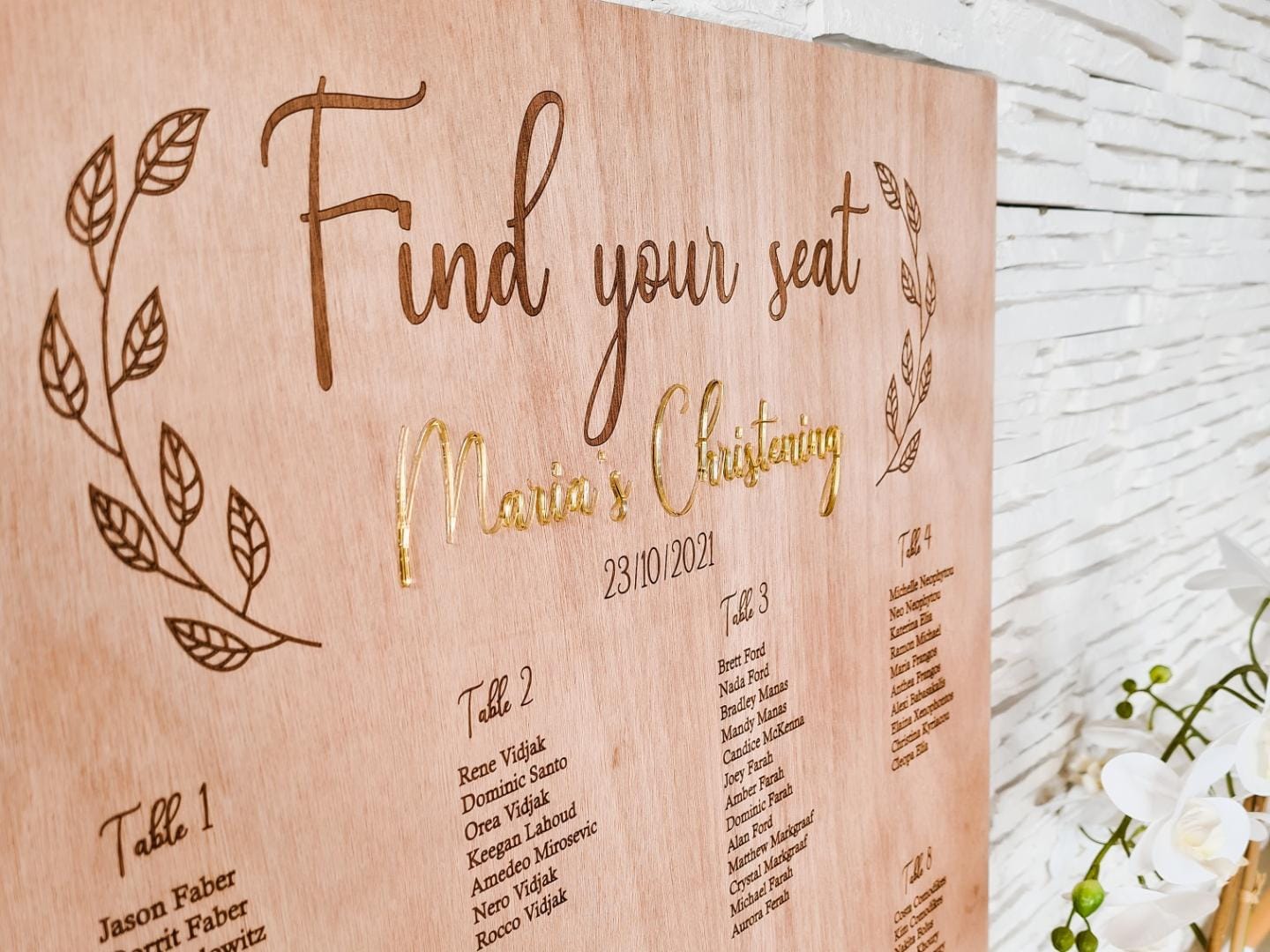 Welcome signage and/or table seating Board