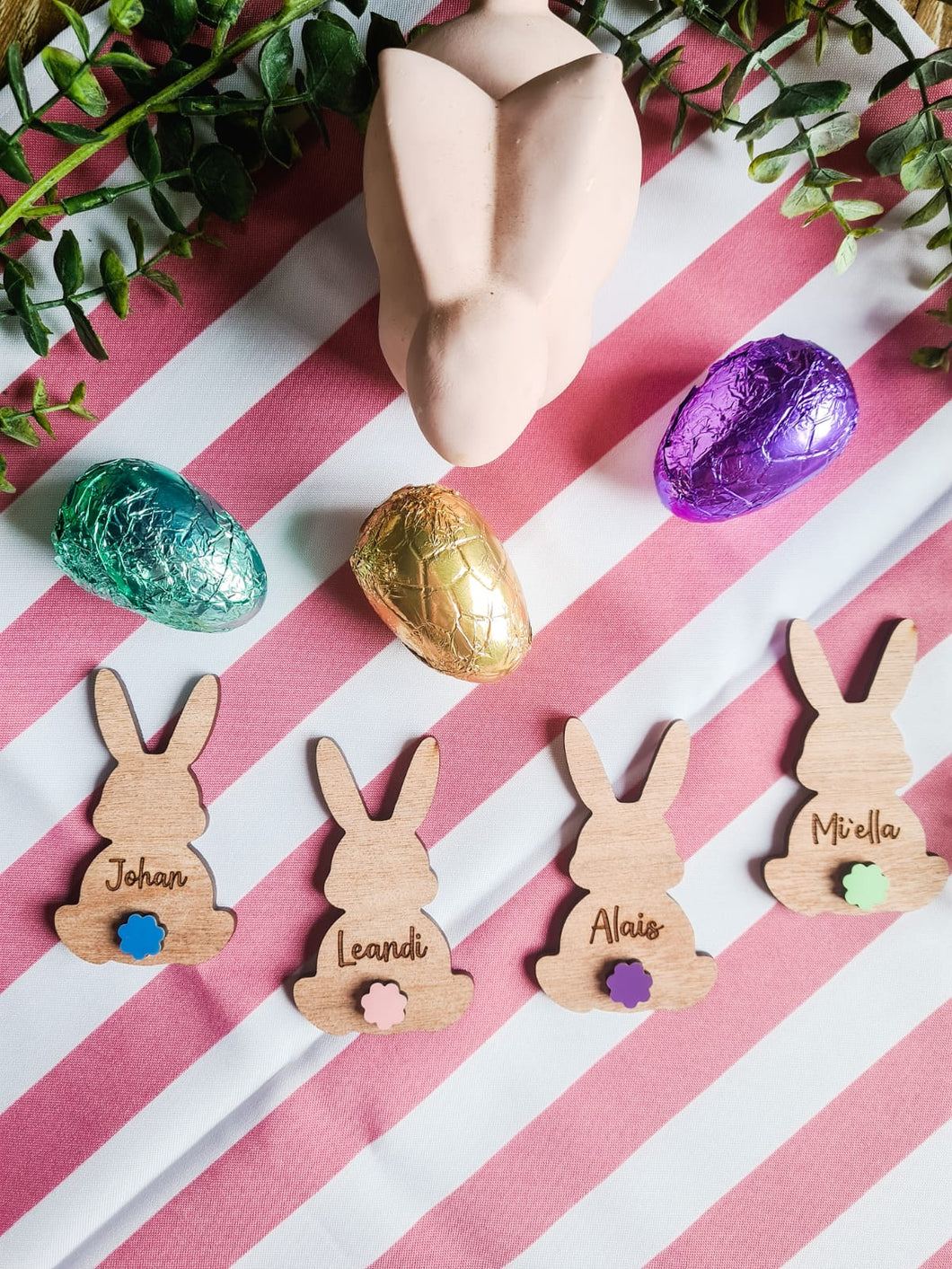 Personalized Bunnies with colored tails