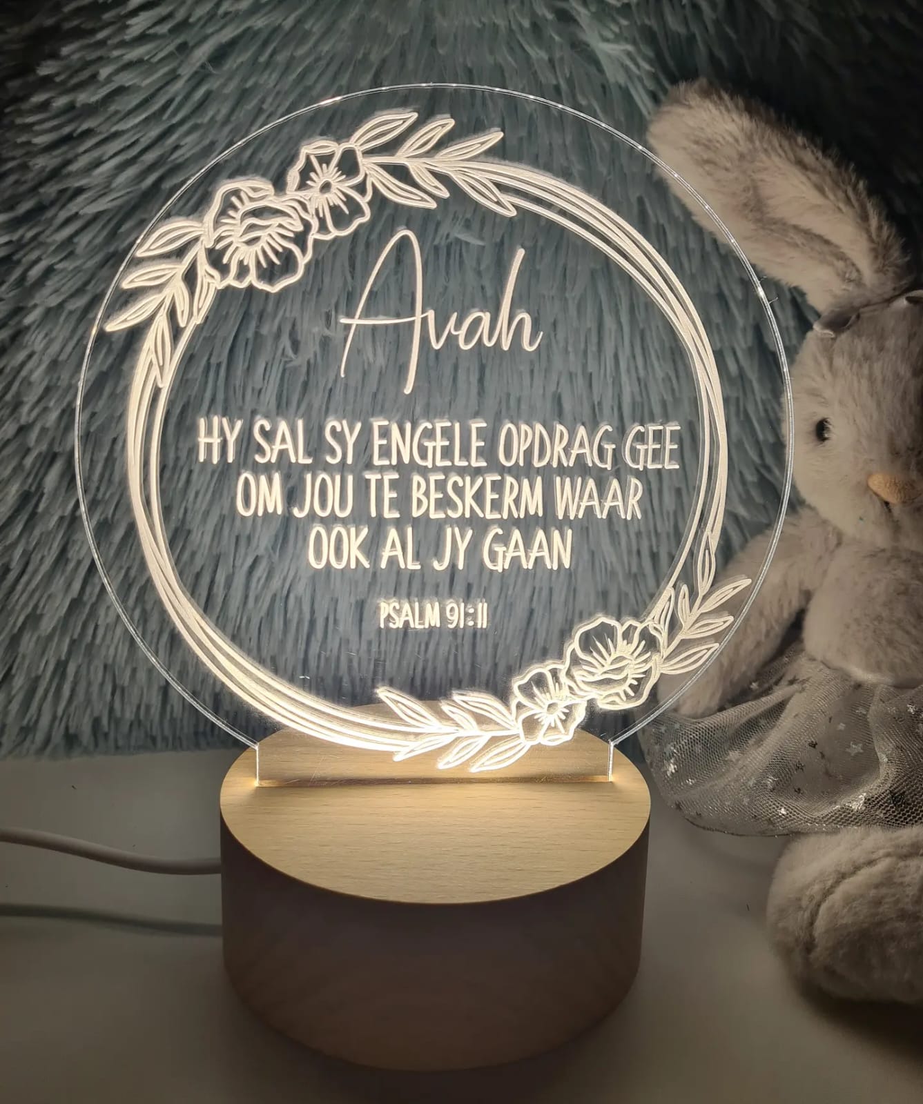 Floral LED night lights with LED base (personalised)