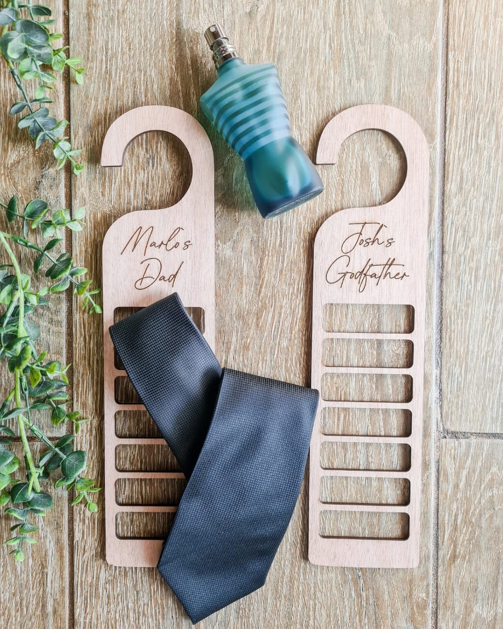 Tie hangers personalised
