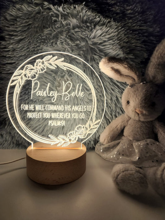 Floral LED night lights with LED base (personalised)