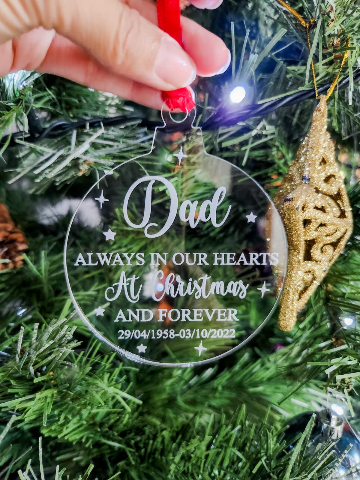 "In Memory" Christmas tree ornament (personalised)