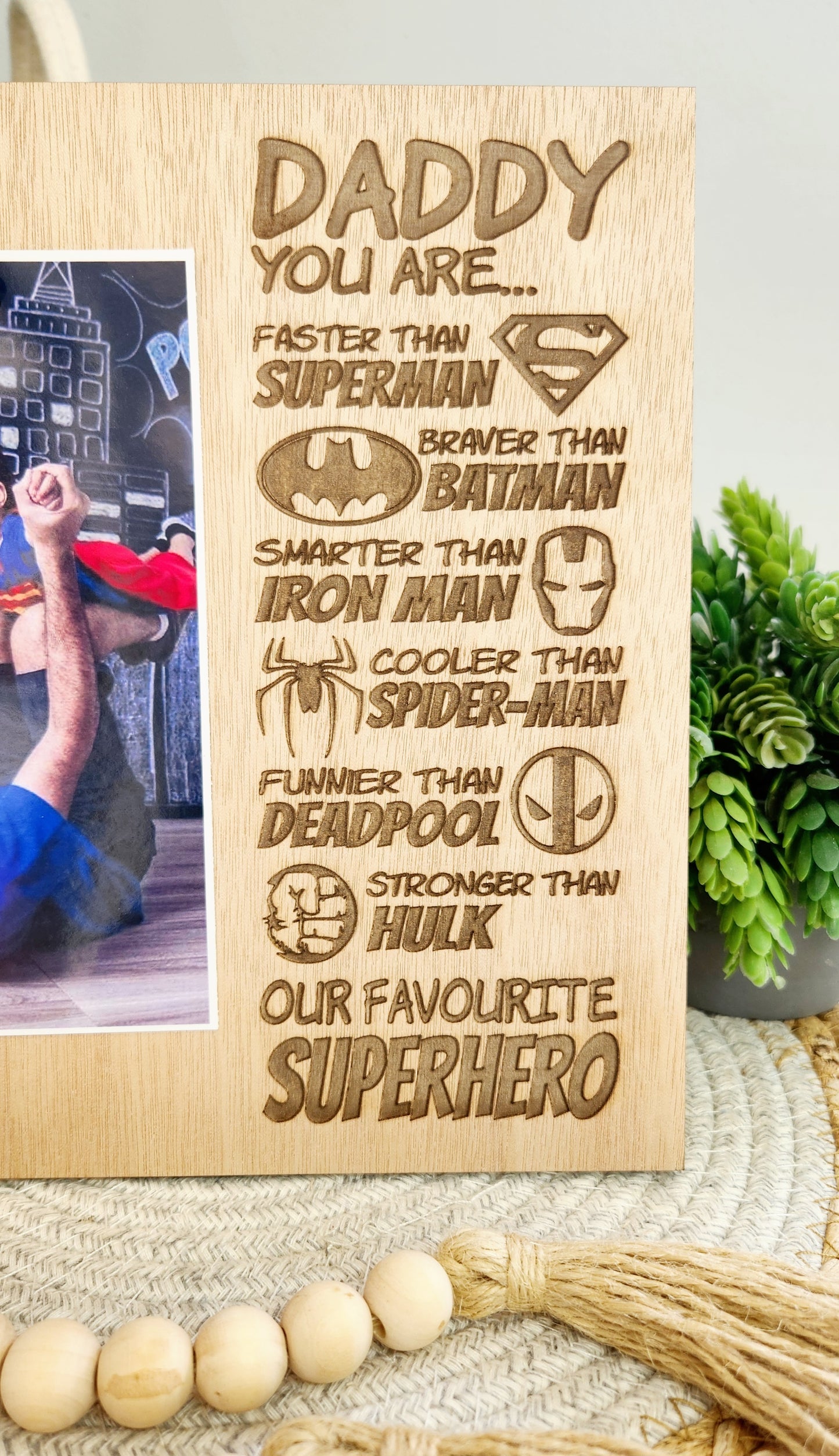 Superhero photo plaque