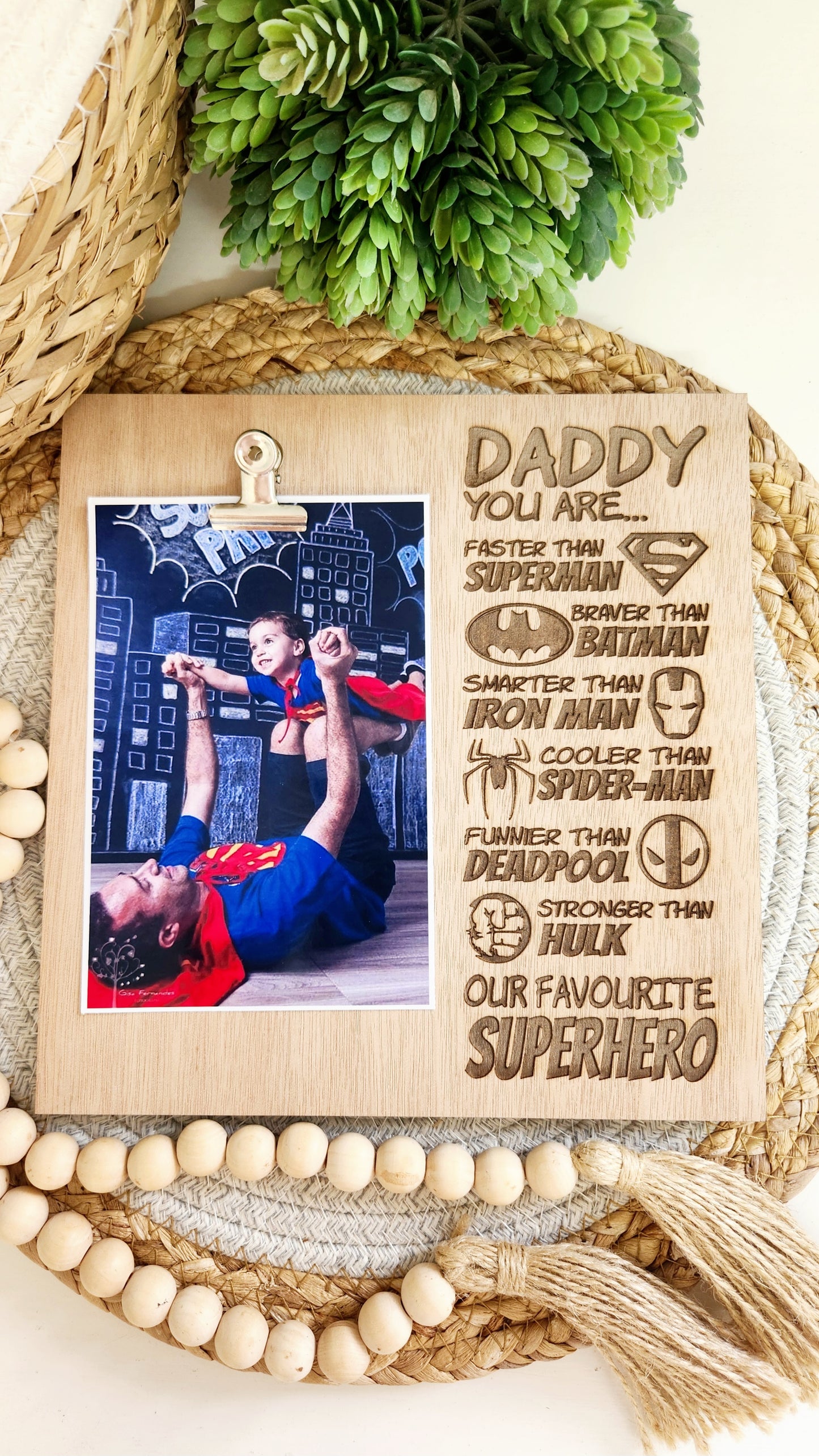 Superhero photo plaque