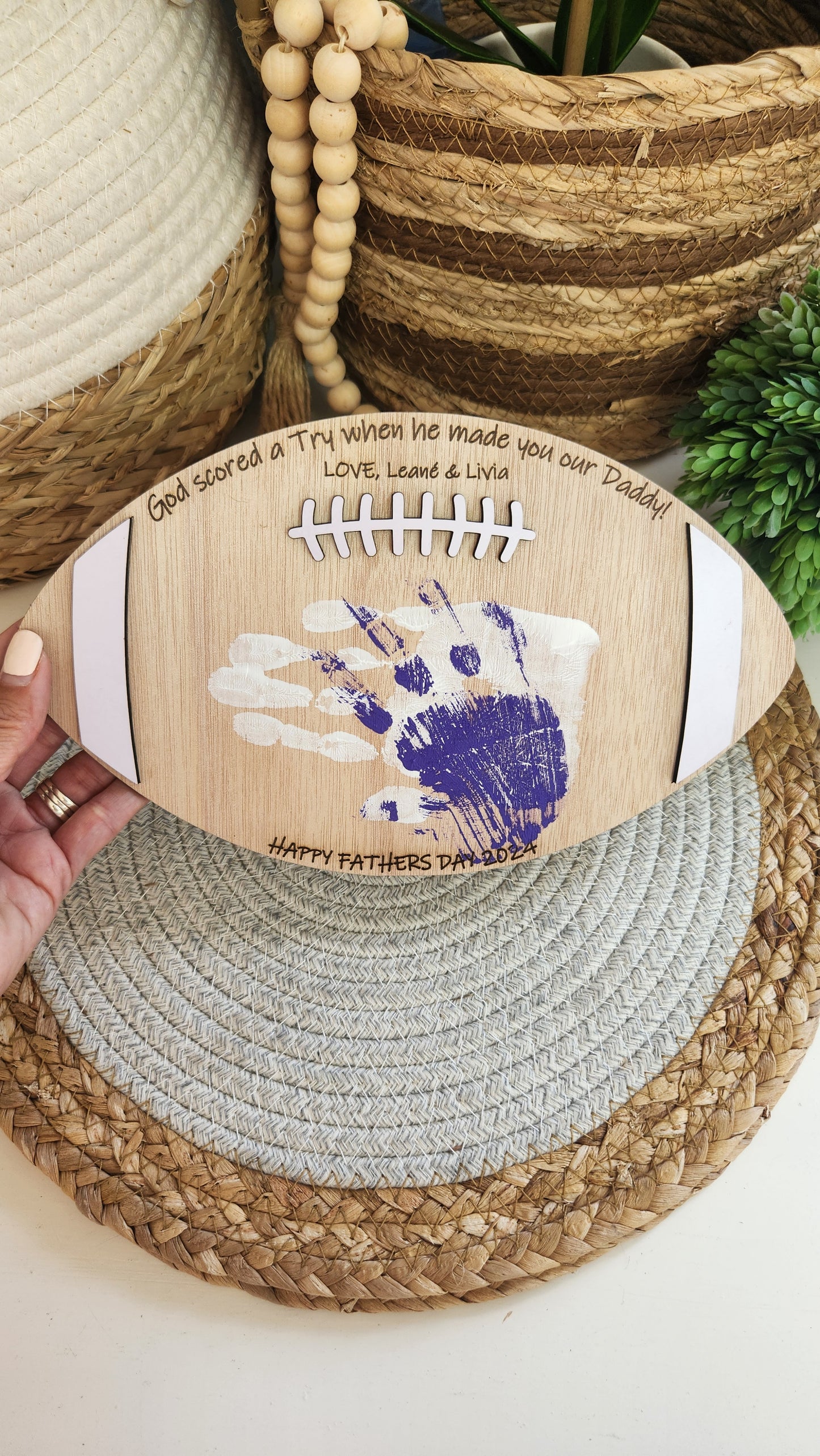 Fathers day rugby ball plaque