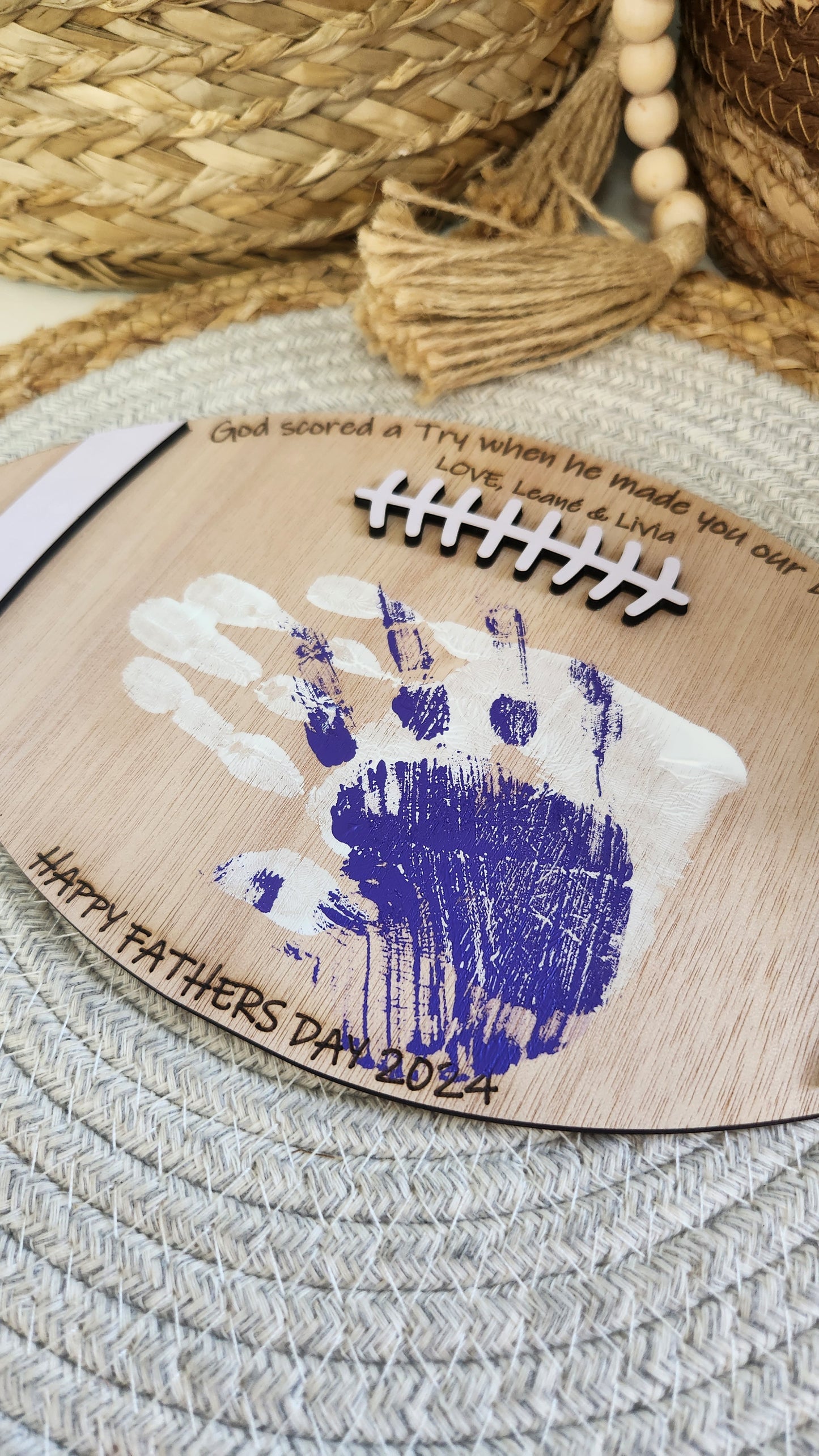 Fathers day rugby ball plaque