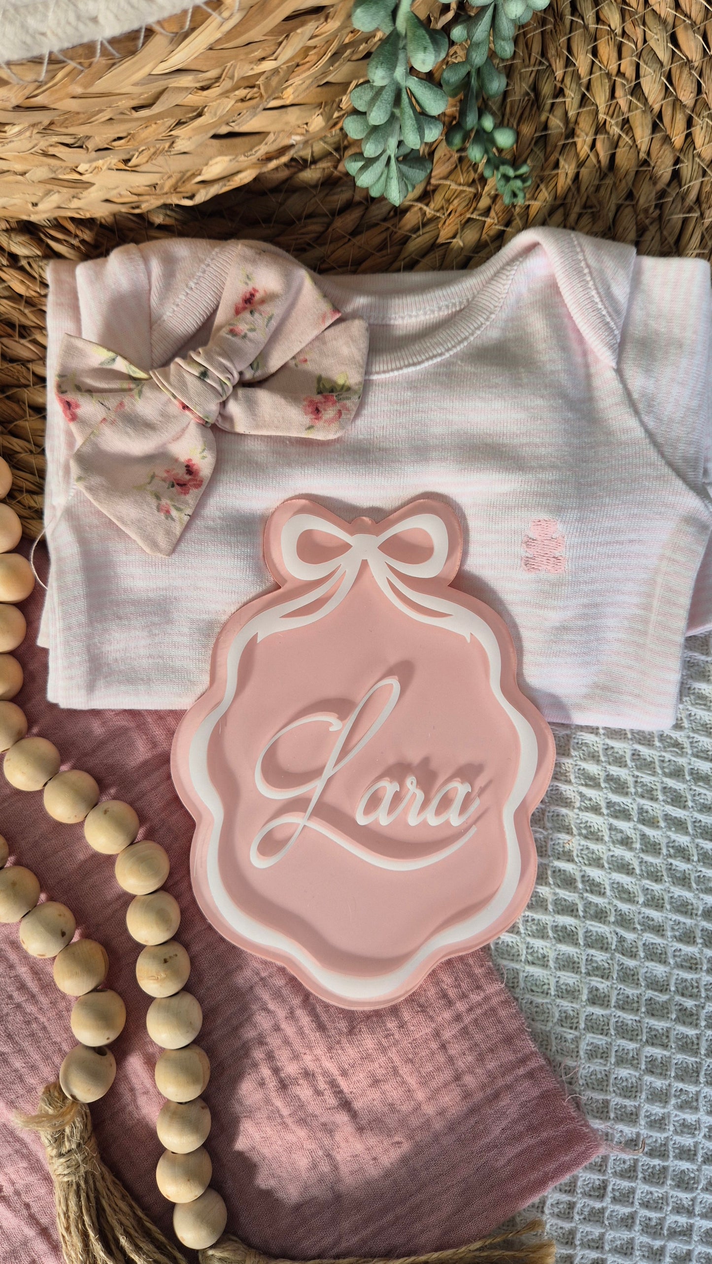 Double Acrylic Bow announcement plaque