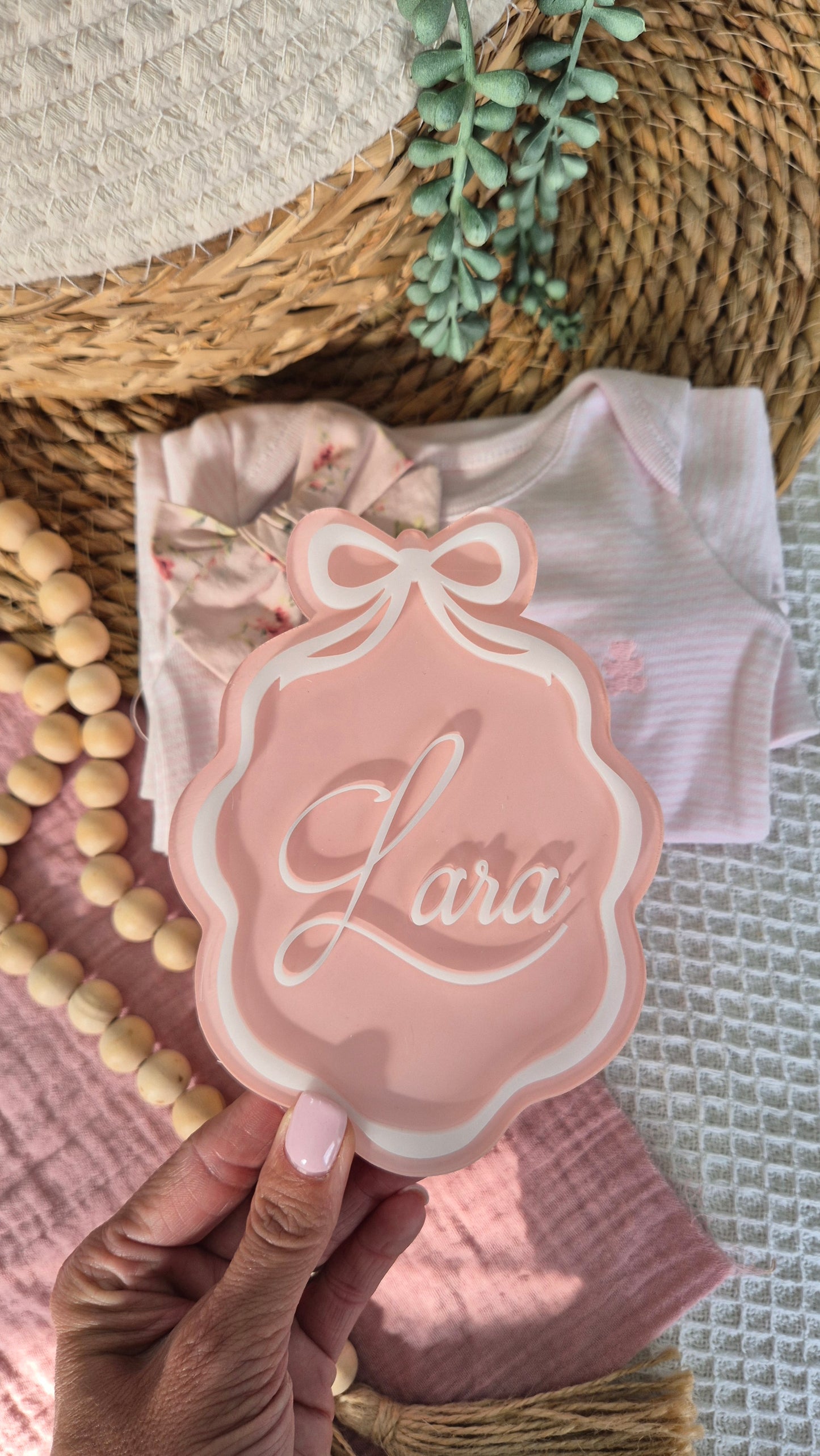 Double Acrylic Bow announcement plaque