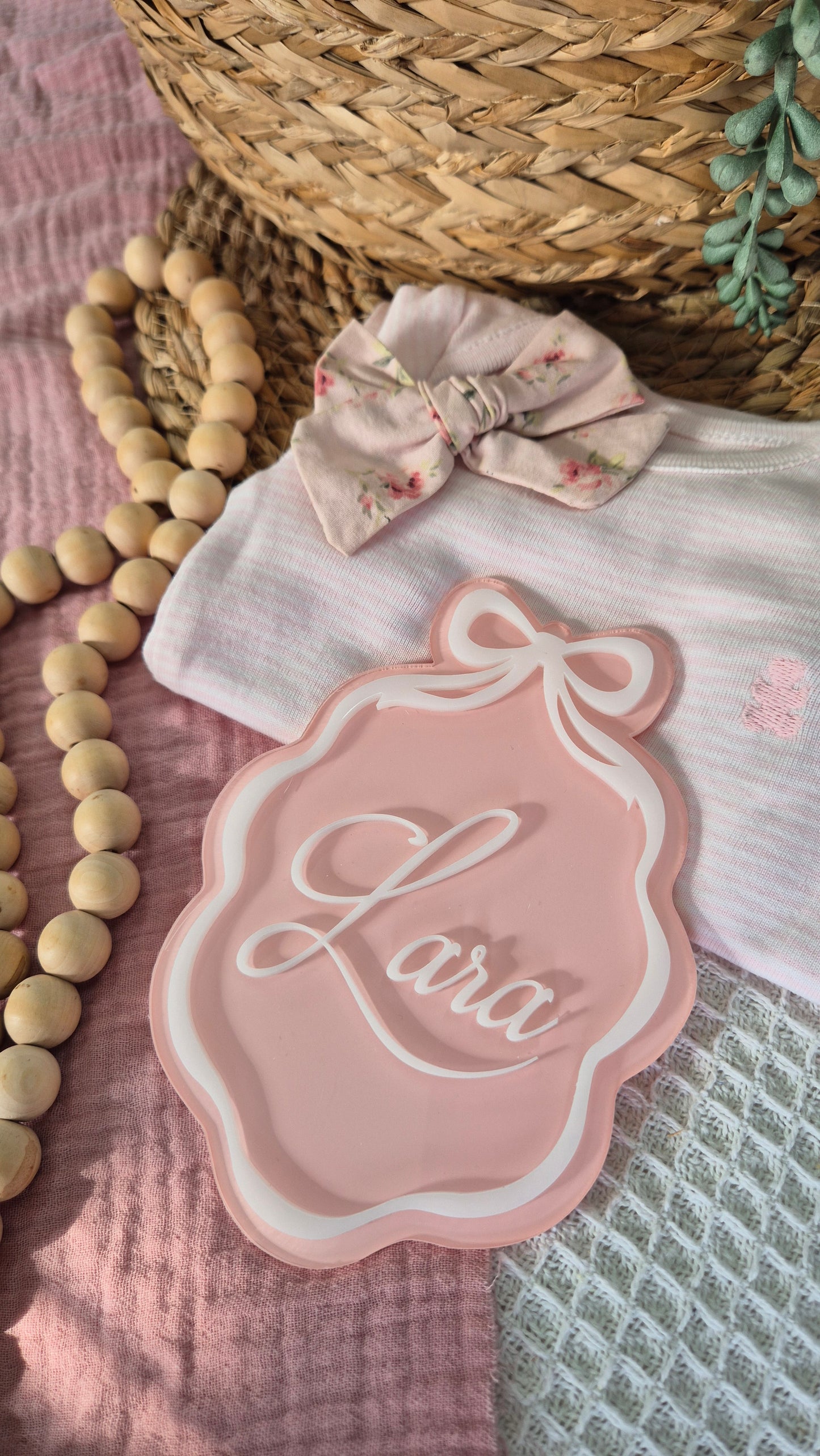 Double Acrylic Bow announcement plaque