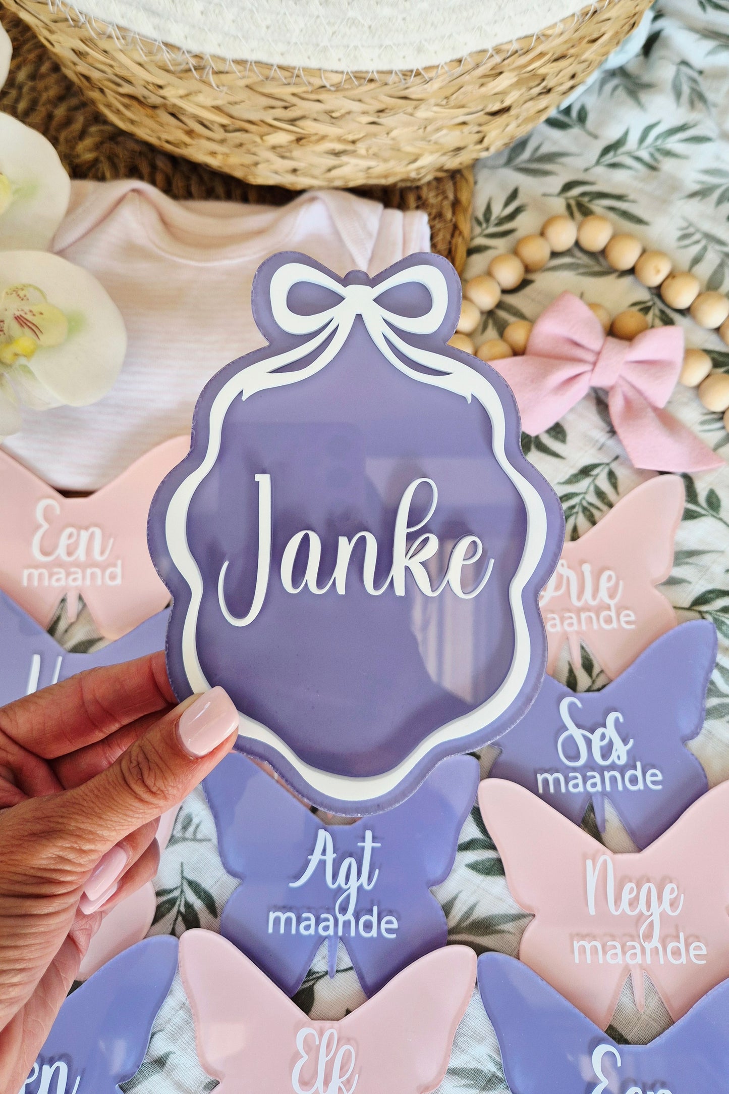 Double Acrylic Bow announcement plaque