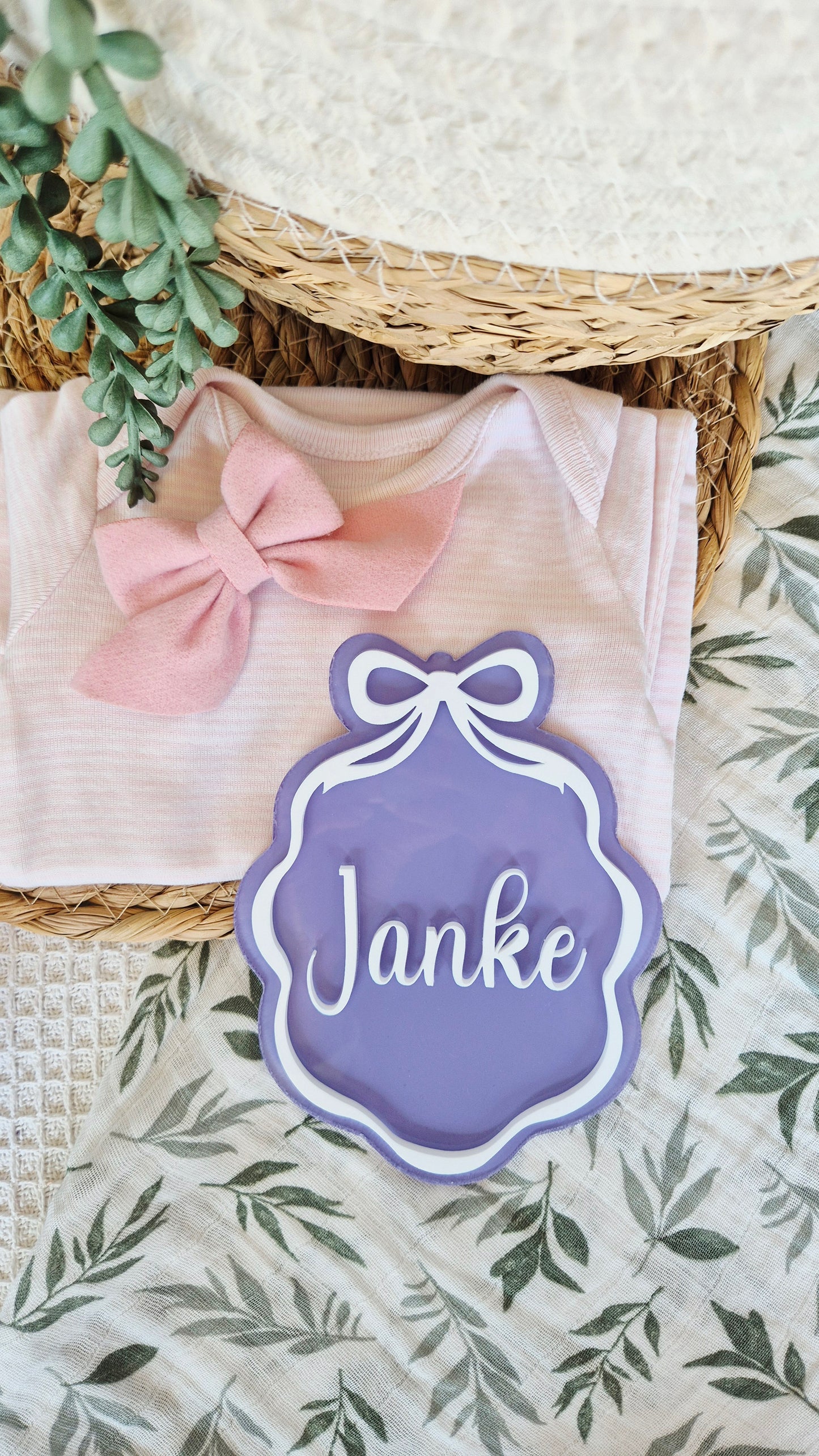 Double Acrylic Bow announcement plaque