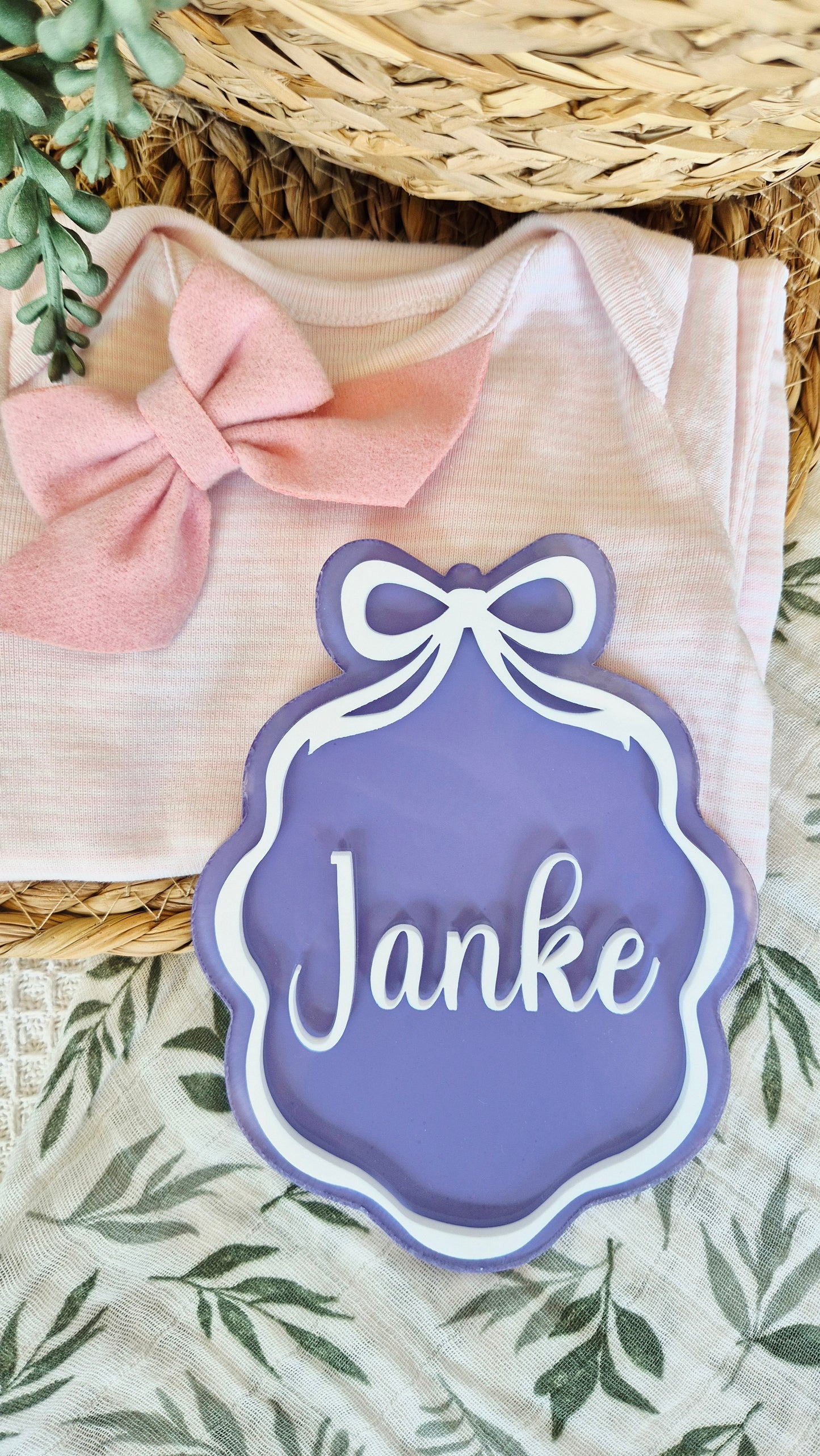 Double Acrylic Bow announcement plaque