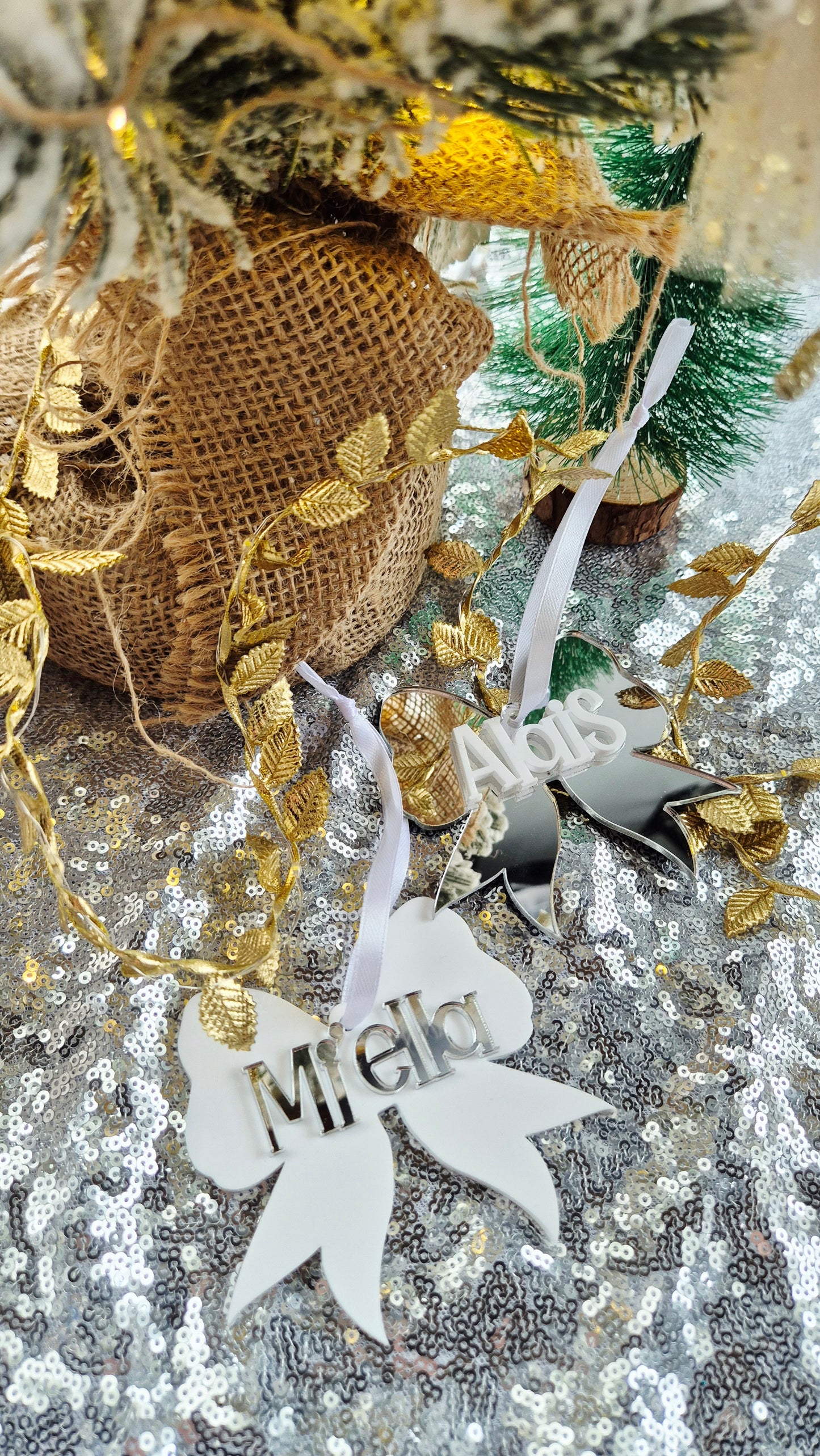 Double acrylic Bow ornaments