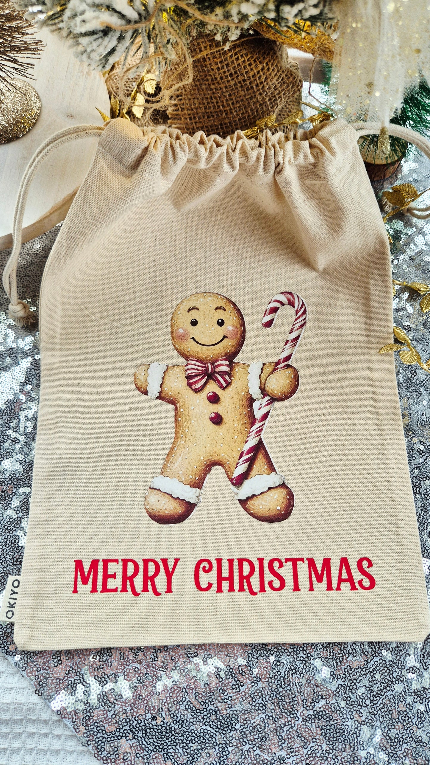 Personalised Christmas bags with tag