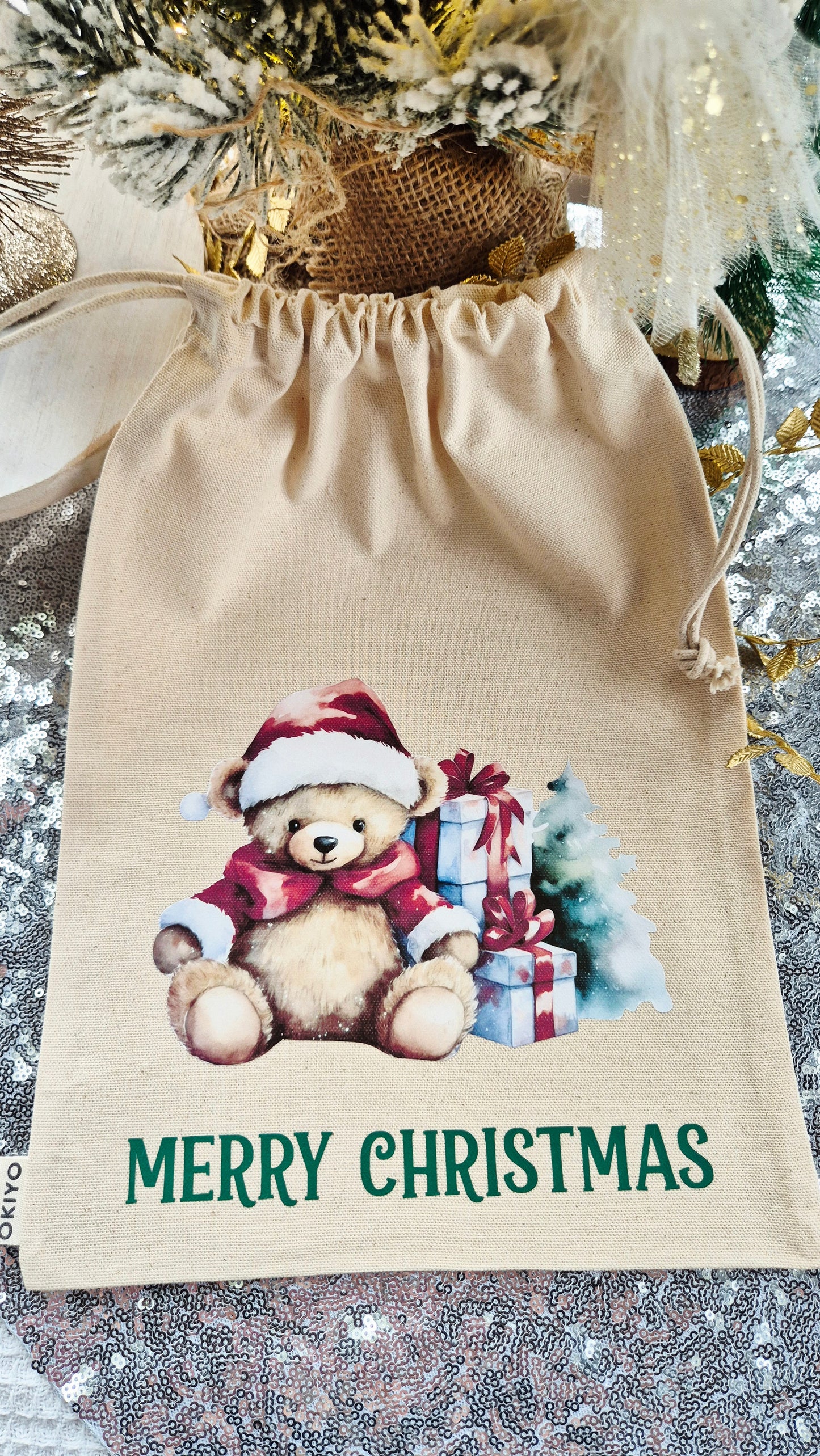 Personalised Christmas bags with tag