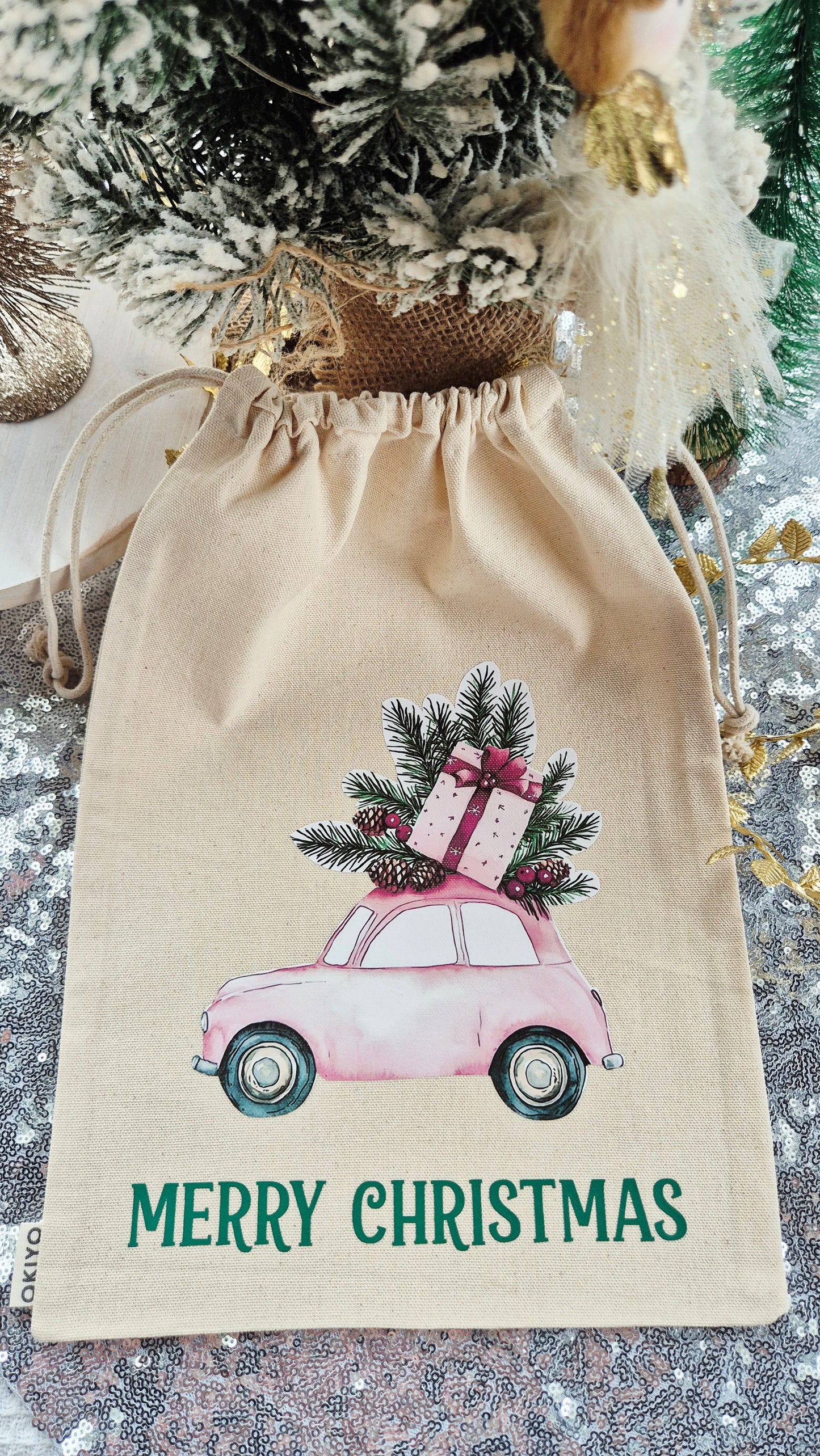 Personalised Christmas bags with tag