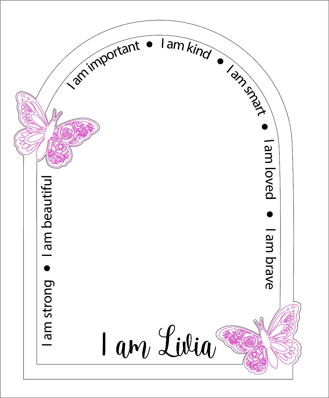 Personalised affirmation mirror-Butterfly