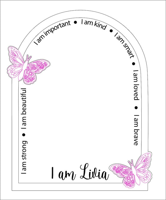 Personalised affirmation mirror-Butterfly