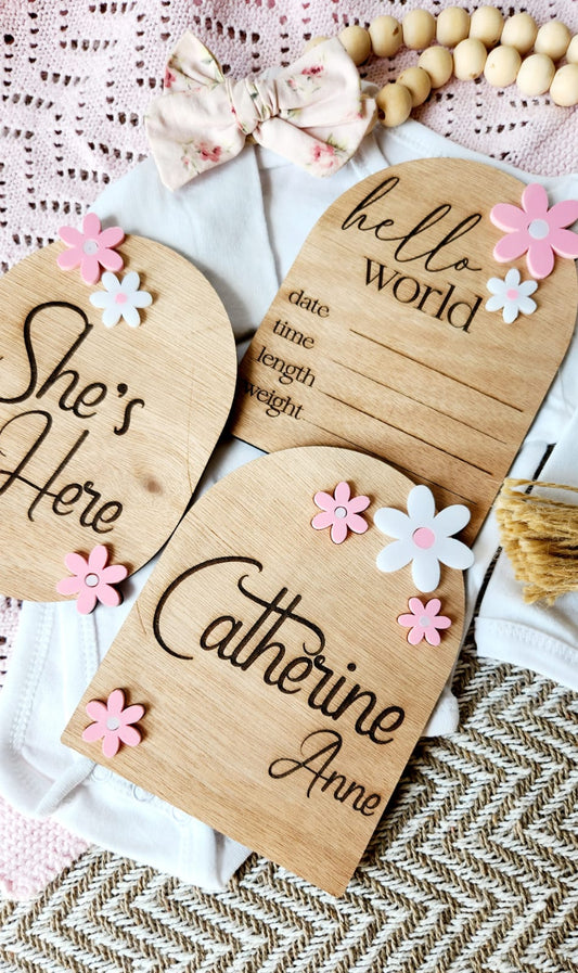 Miss Daisy Birth Announcement Plaque Collection (She is here)