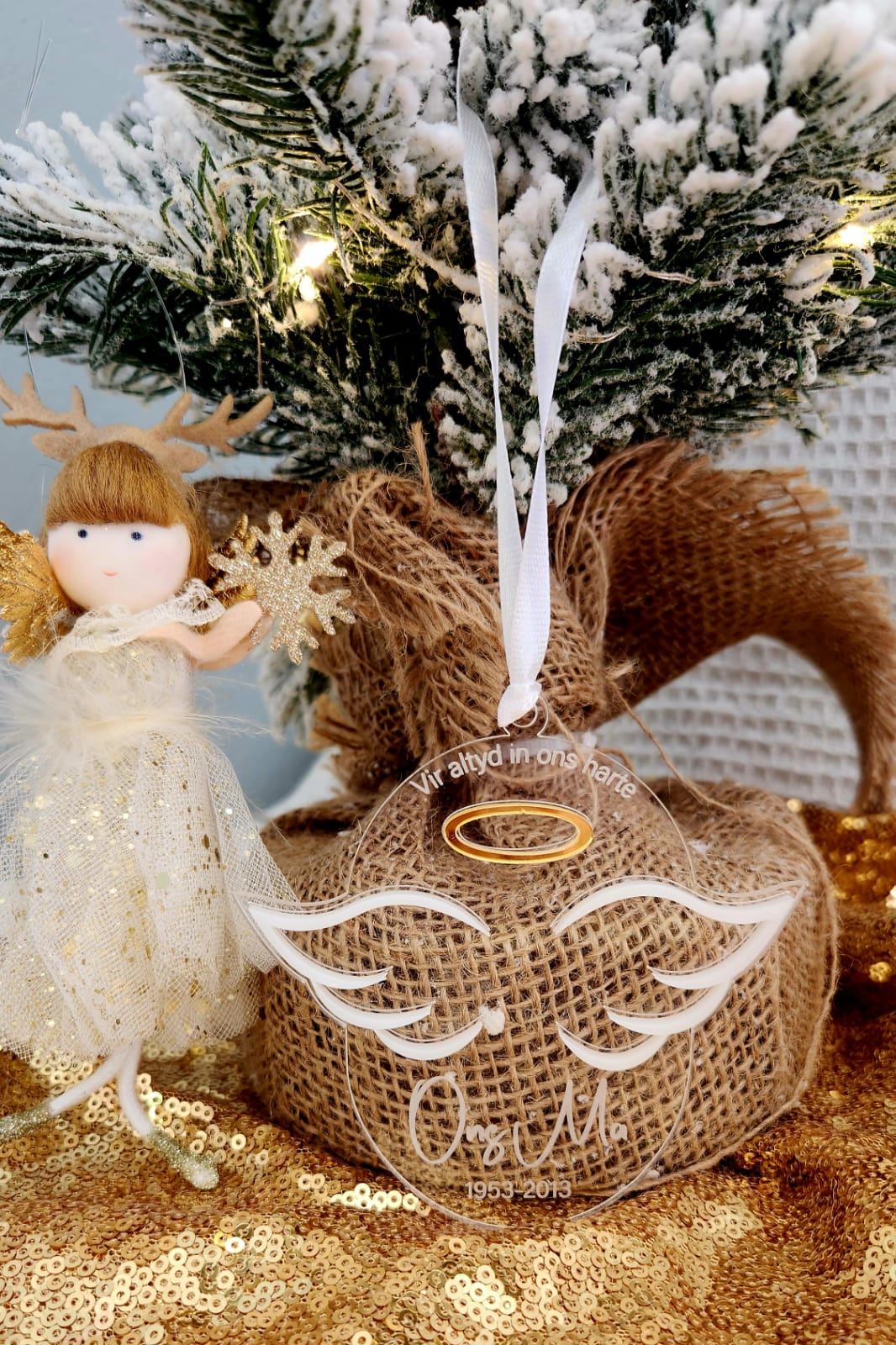 "In Memory" Angel Chrismas tree ornament (personalised)