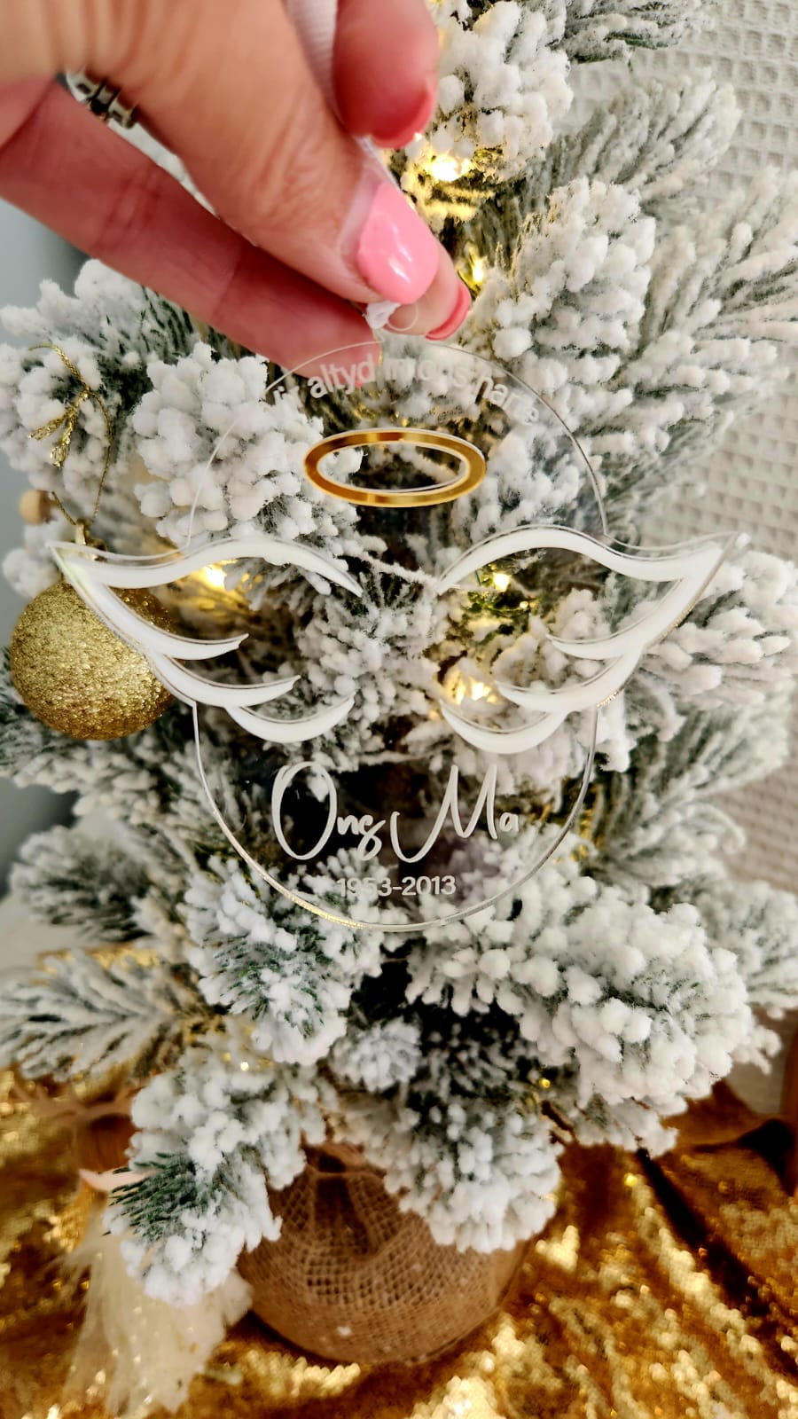"In Memory" Angel Chrismas tree ornament (personalised)