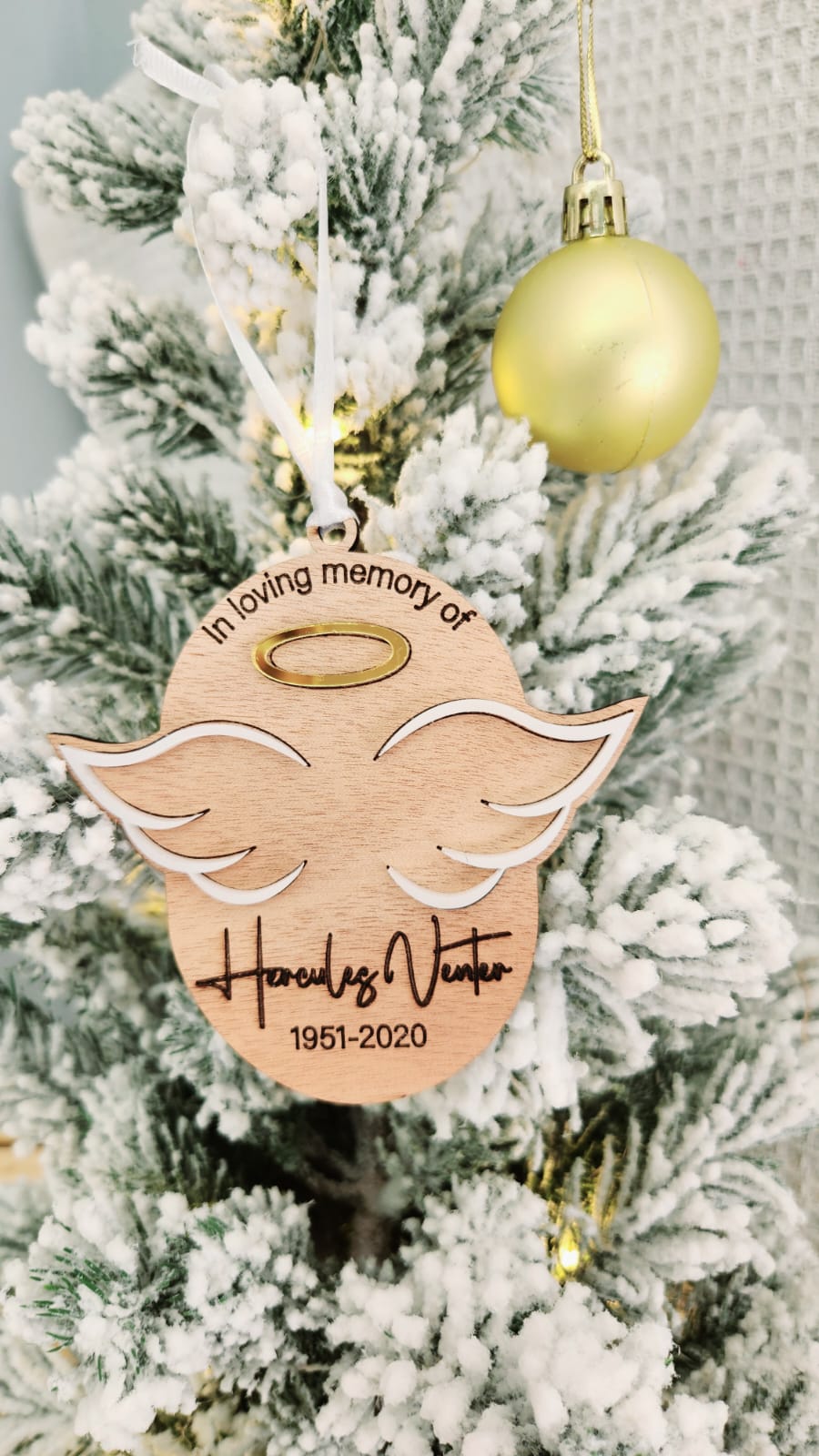 "In Memory" Angel Chrismas tree ornament (personalised)