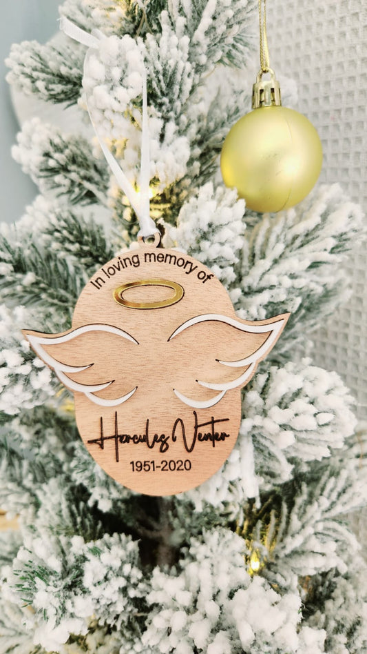 "In Memory" Angel Chrismas tree ornament (personalised)