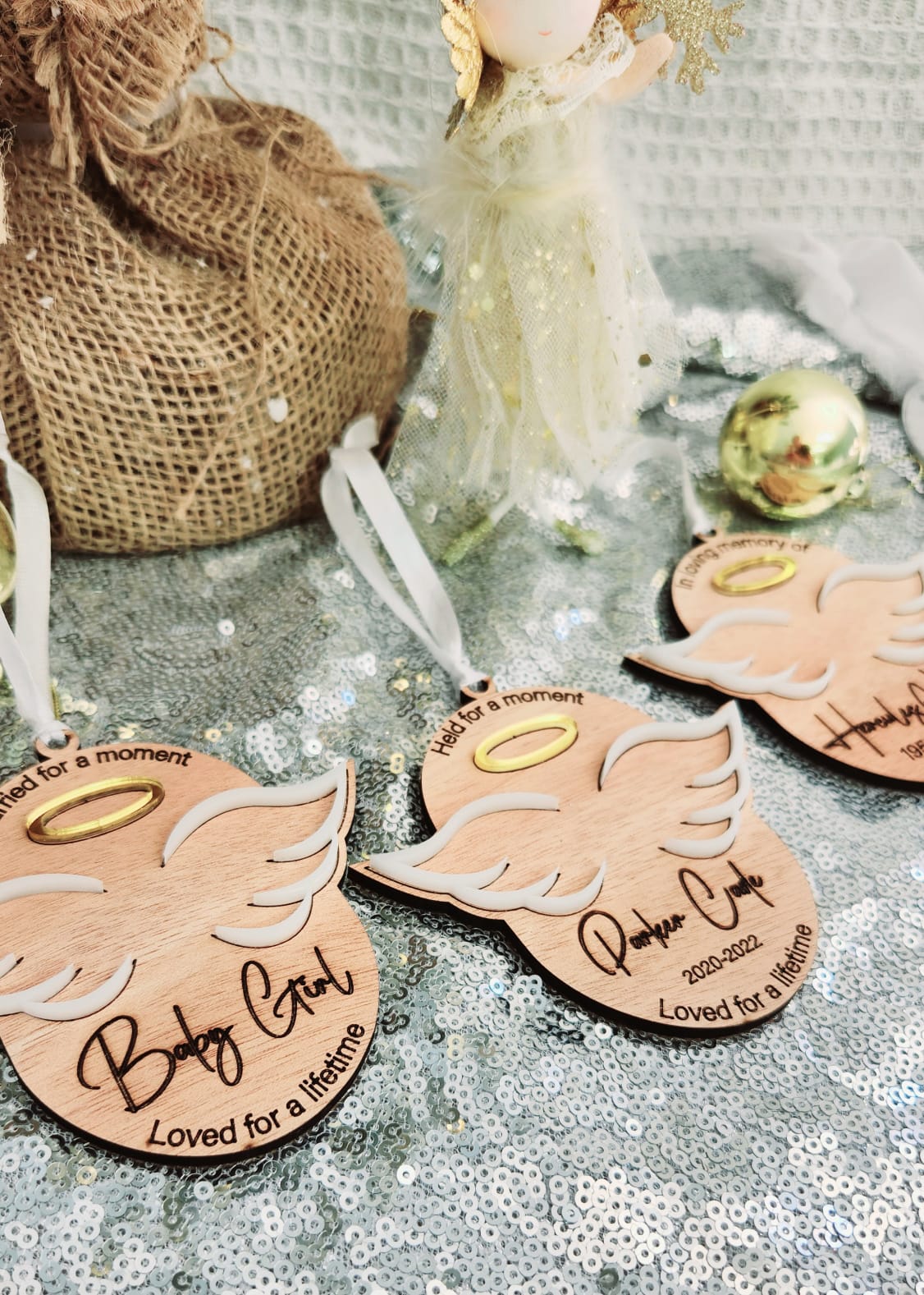 "In Memory" Angel Chrismas tree ornament (personalised)