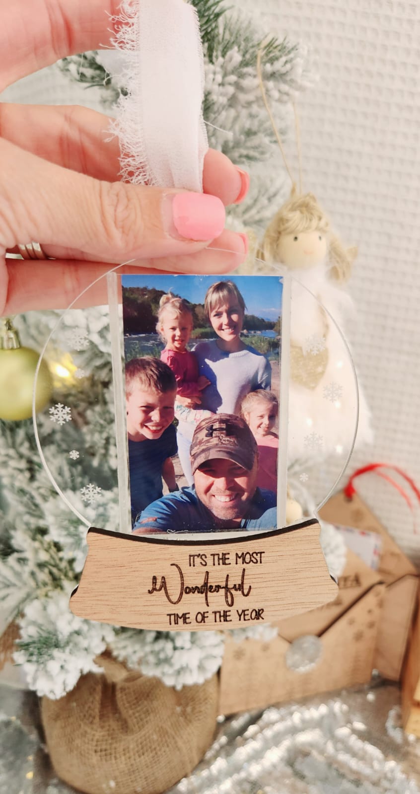 Snow globe photo Christmas tree ornament (personalised)
