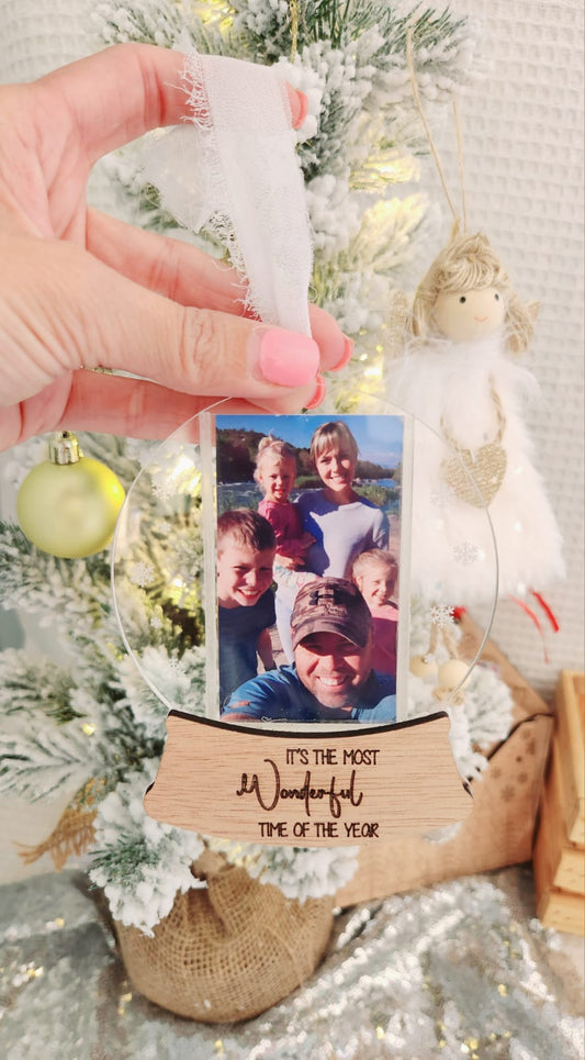 Snow globe photo Christmas tree ornament (personalised)