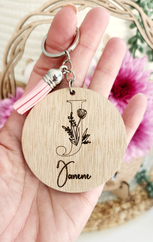Floral letter Keyring