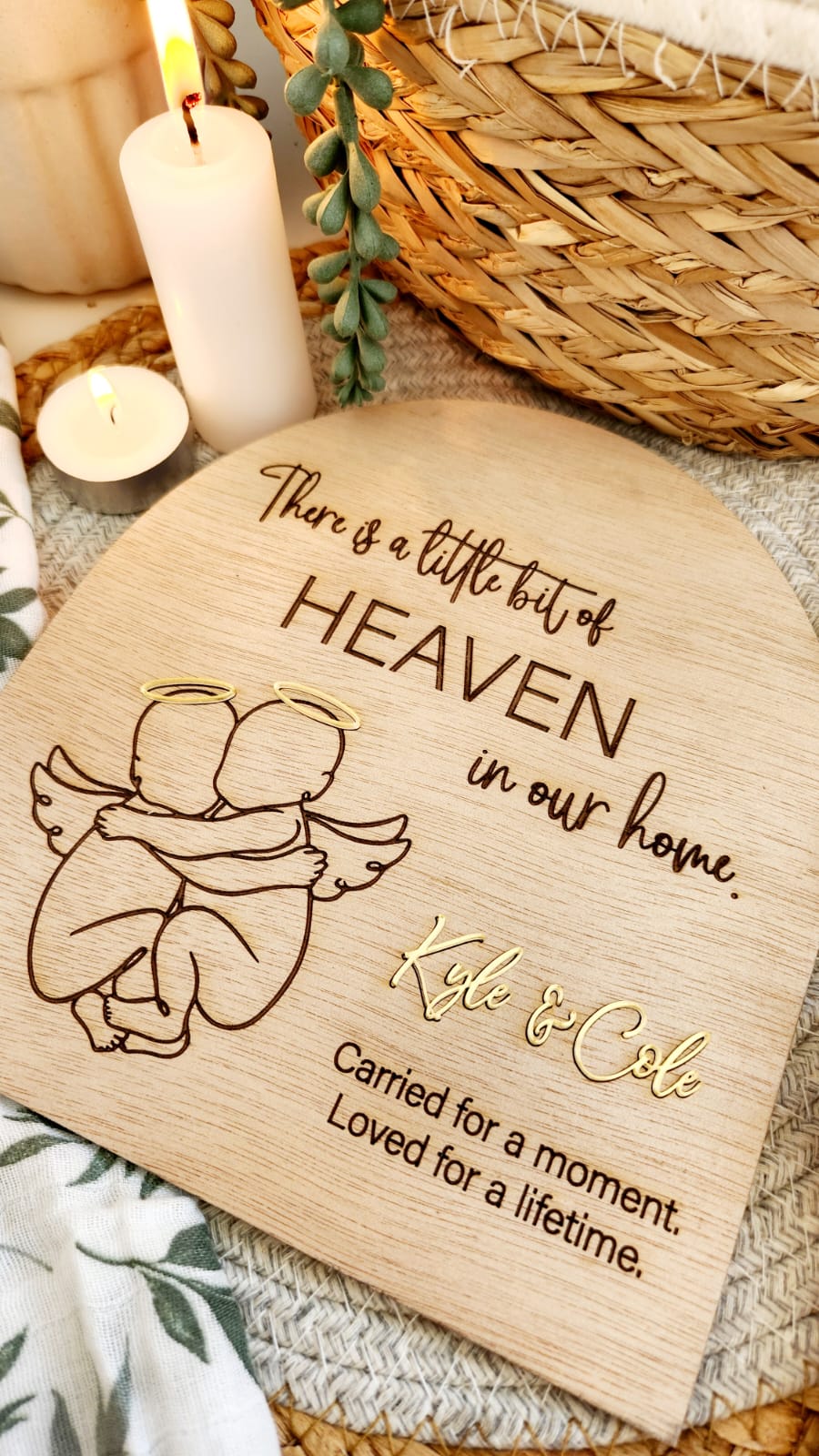 Angel Memorial Plaque (Wood)