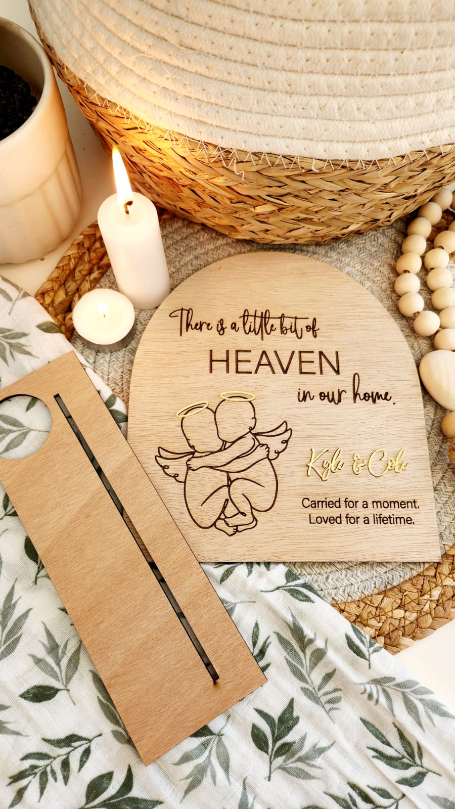 Angel Memorial Plaque (Wood)