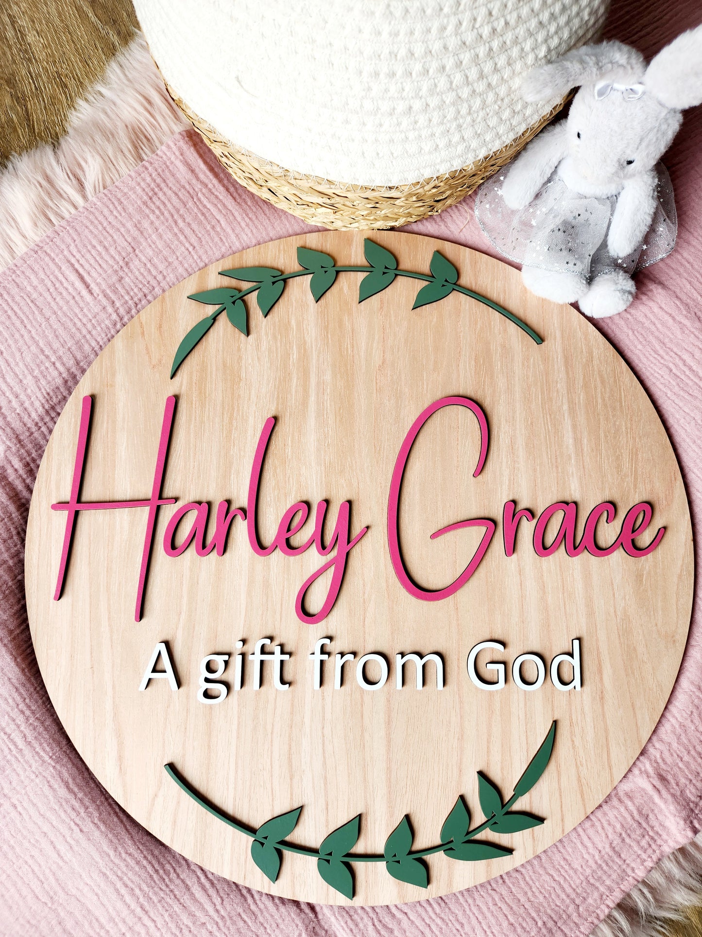 Wooden Round Name Plaque