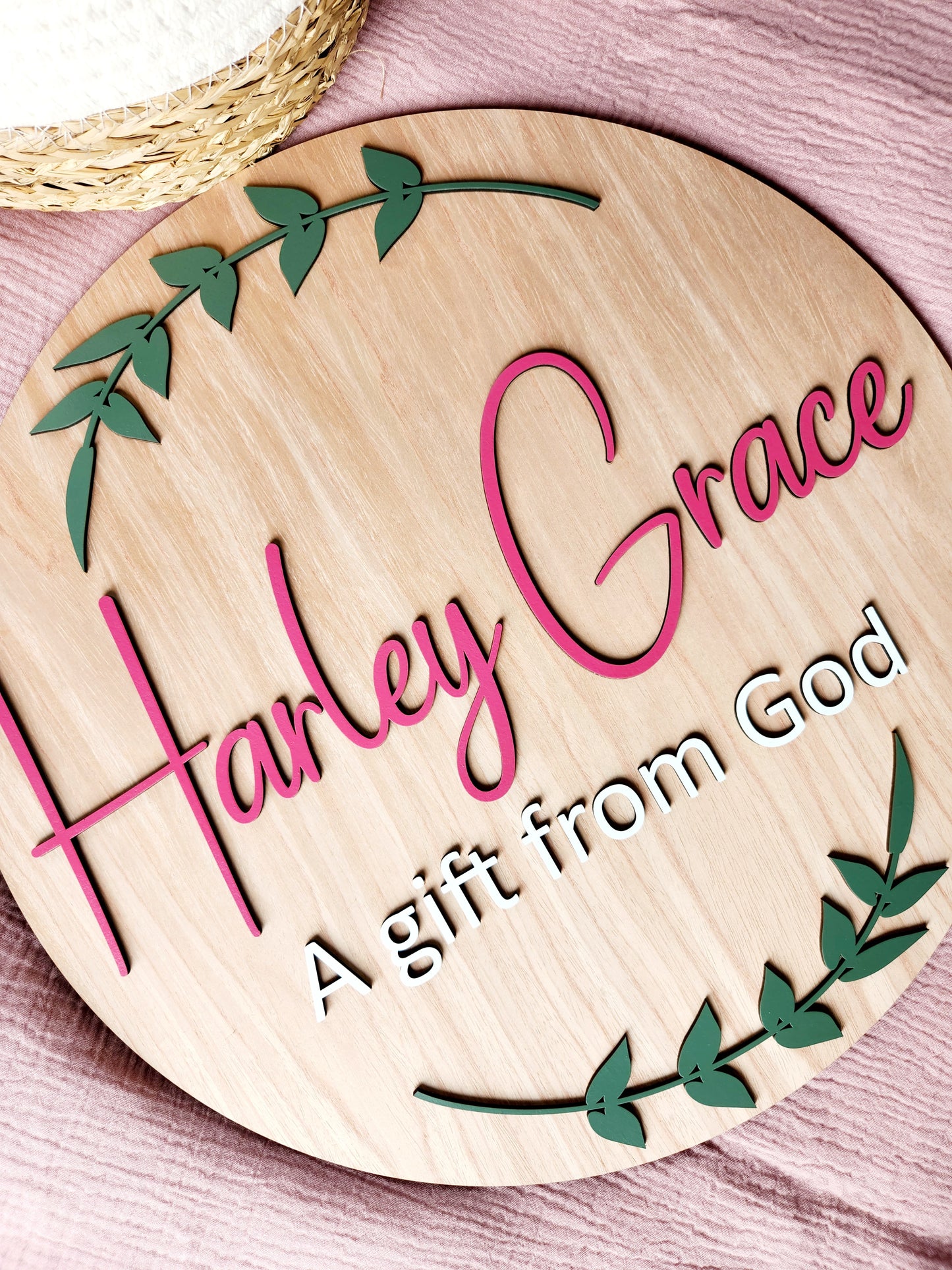Wooden Round Name Plaque