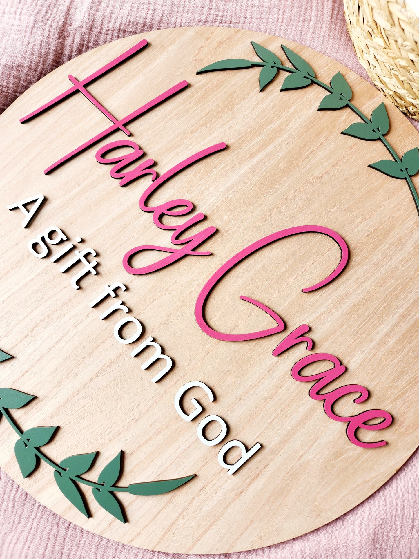 Wooden Round Name Plaque
